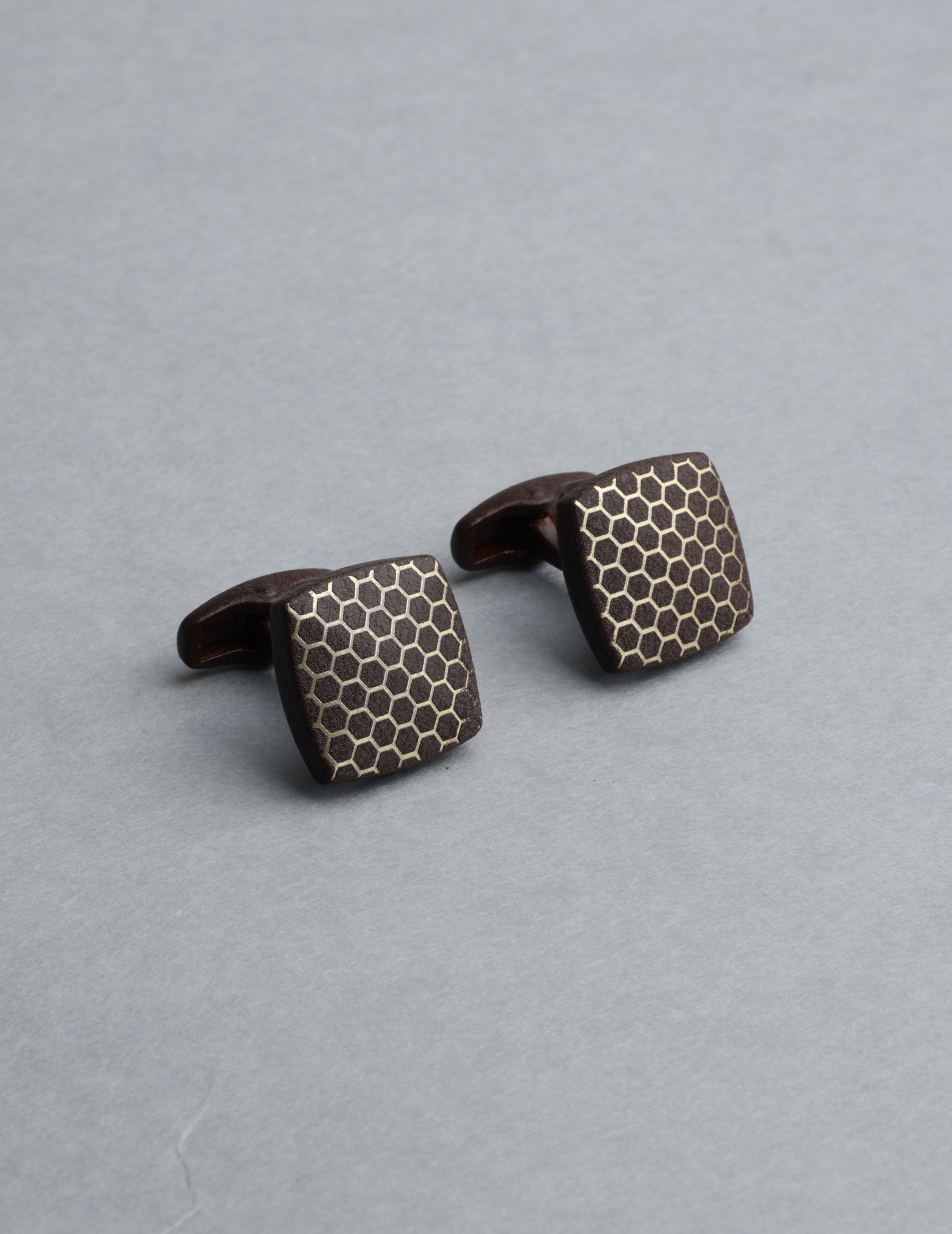 Brown Honeycomb Pattern Cufflinks