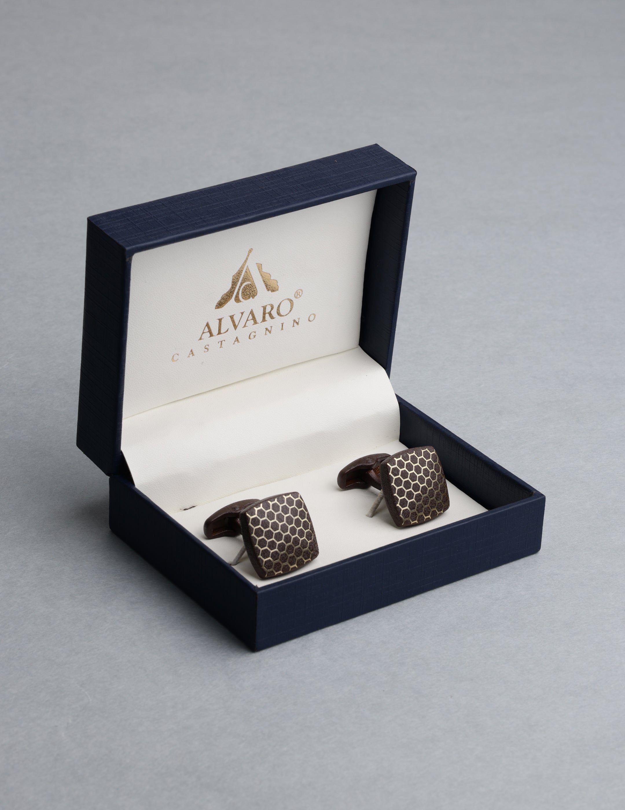 Brown Honeycomb Pattern Cufflinks
