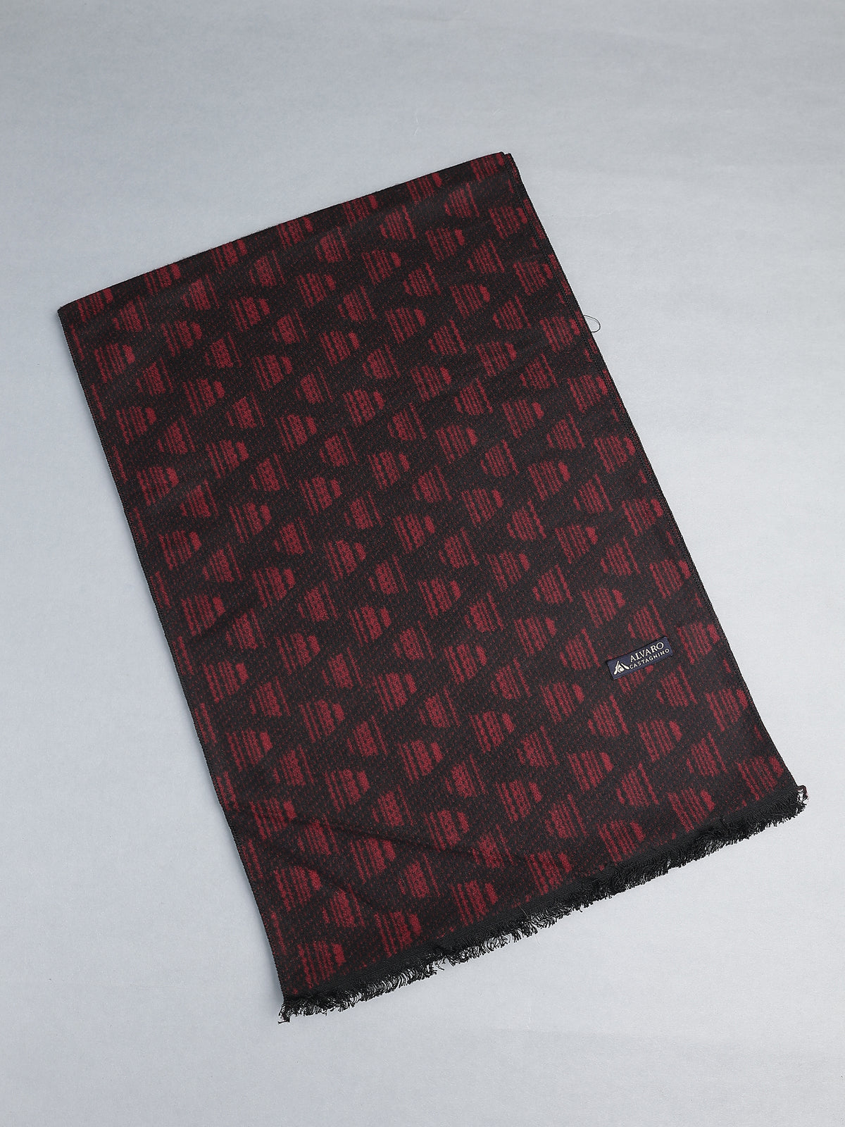 Crimson Red & Charcoal Geo-Textured Winter Muffler