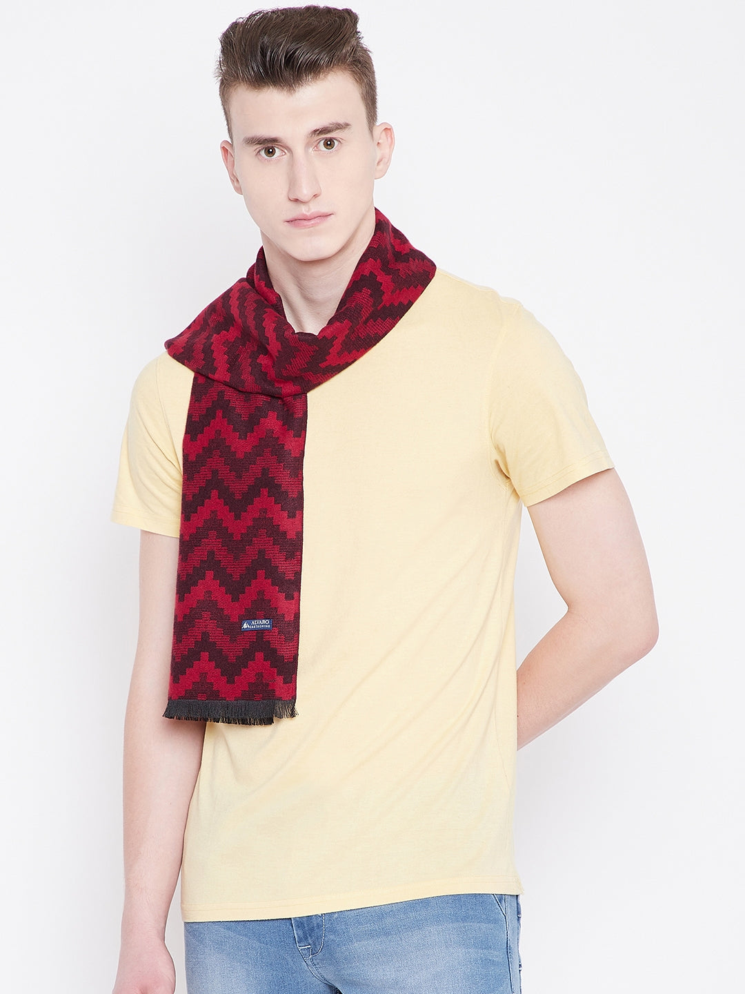 Alvaro Castagnino Men Red & Maroon Printed Mufflers