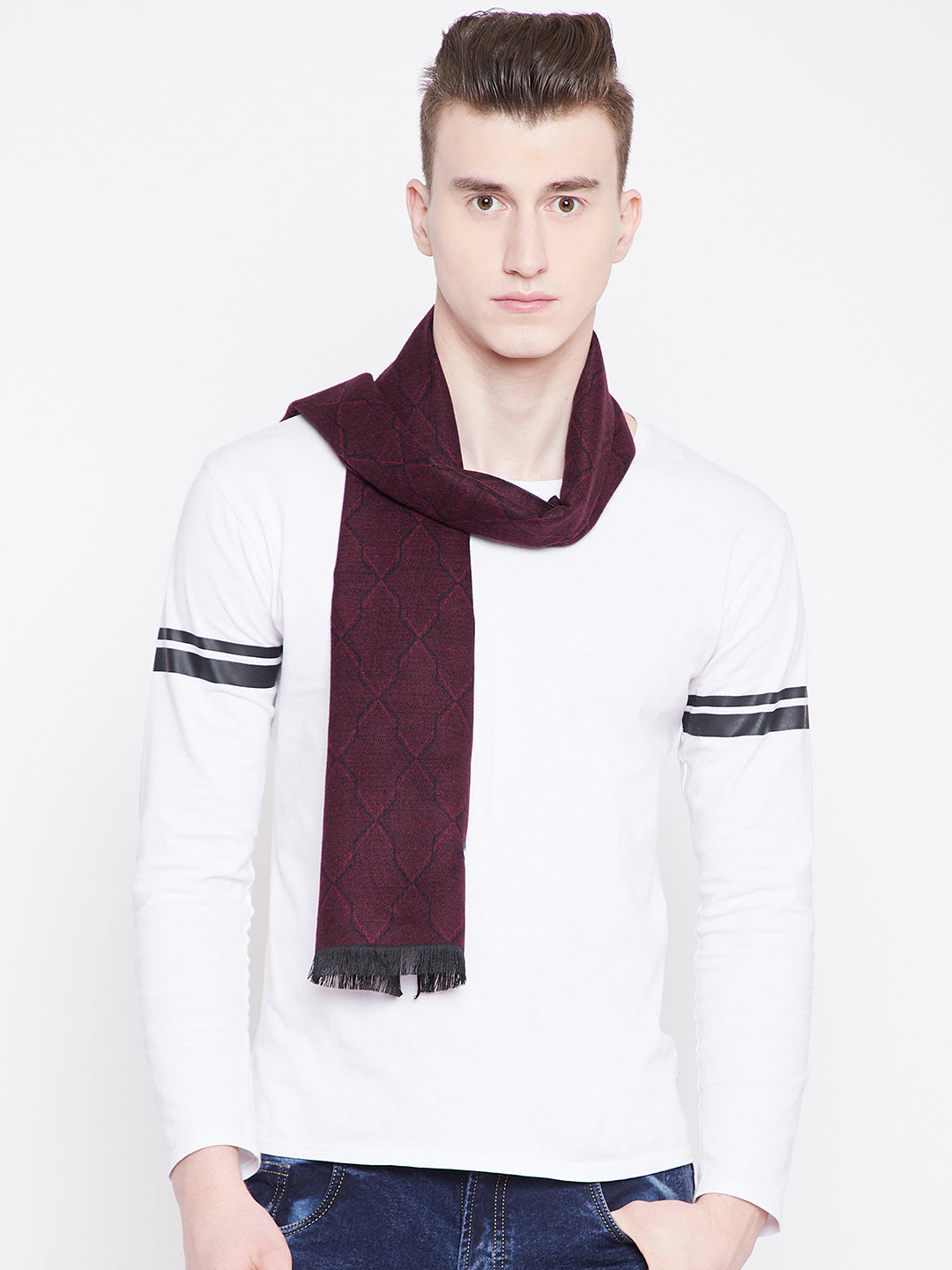 Alvaro Castagnino Men Maroon Printed Muffler