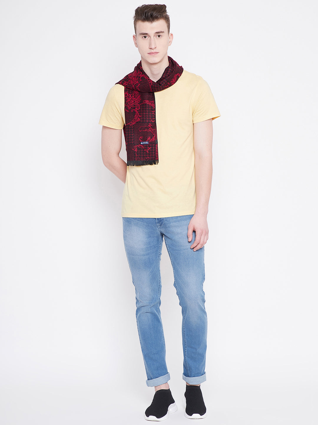 Alvaro Castagnino Men Maroon & Black Printed Muffler