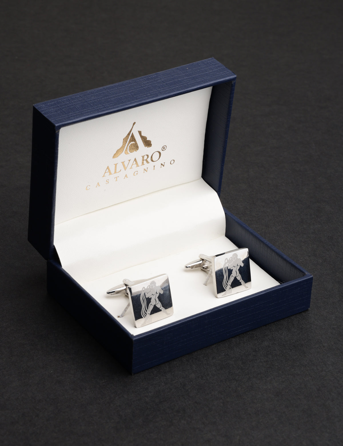 Silver Square Engraved Cufflink