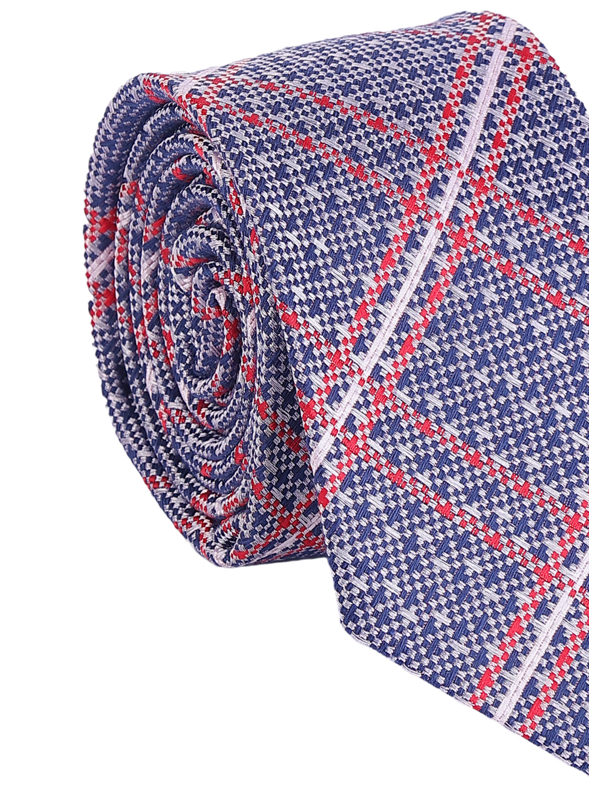 Indigo Blue and Crimson Plaid Cotton Necktie