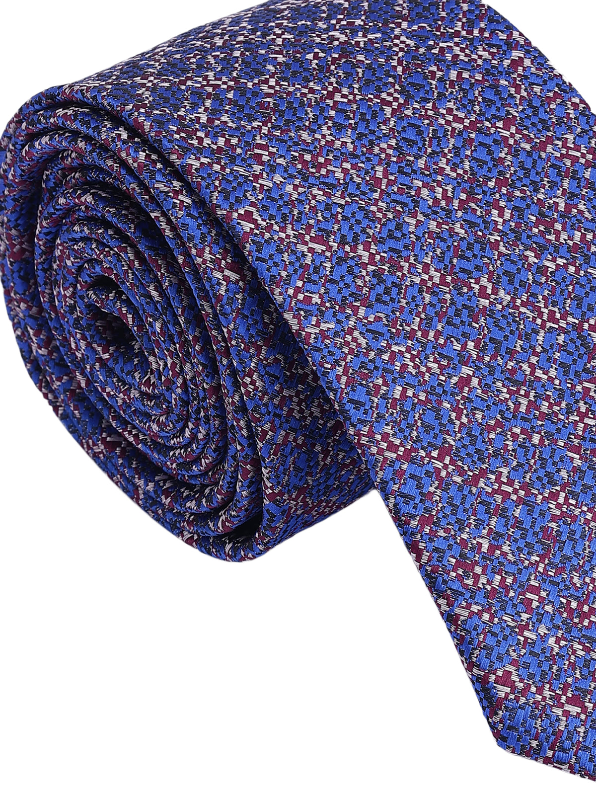 Aristocratic Royal Blue Micro-Geometric Cotton Necktie