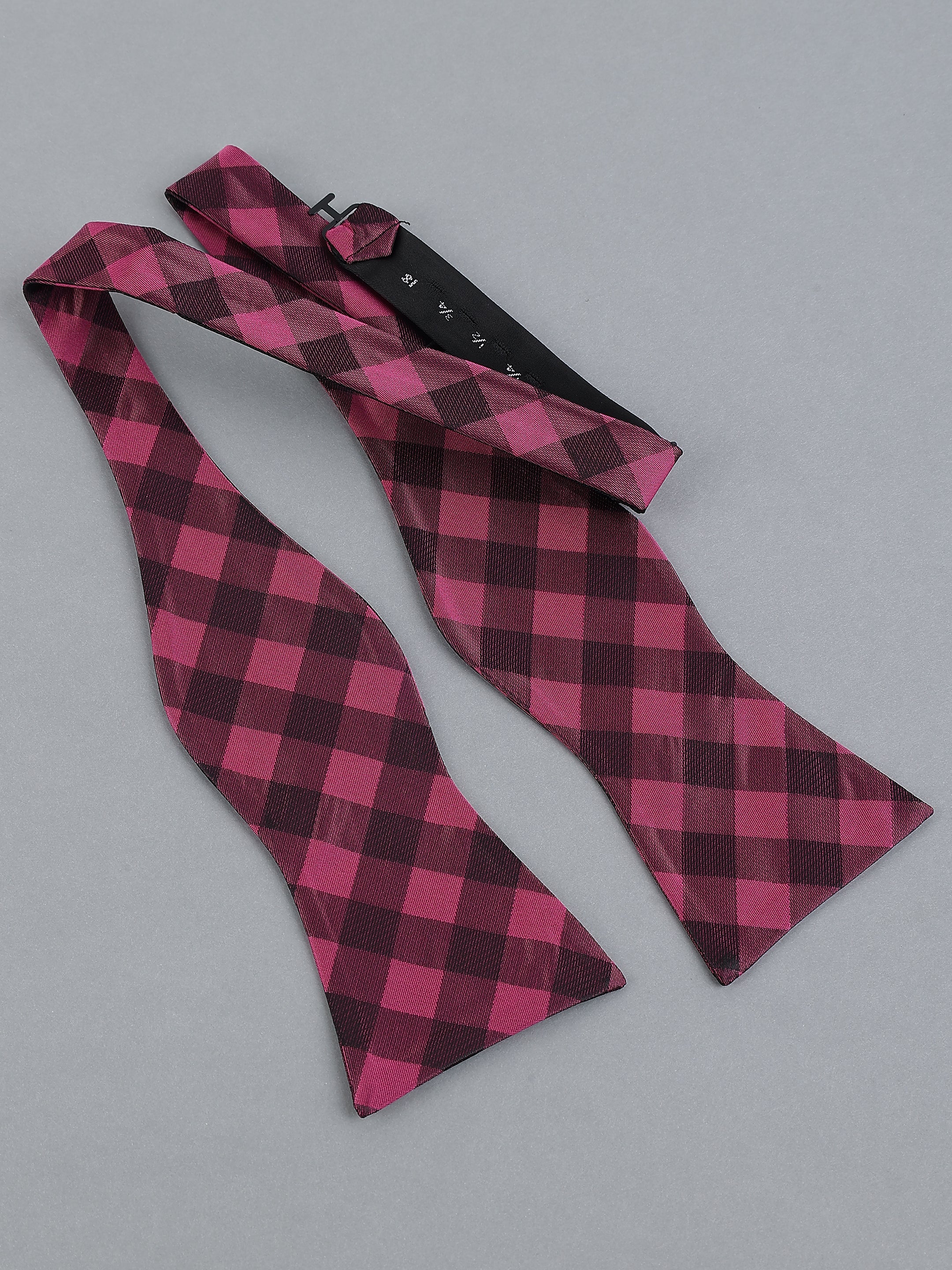 Pink & Black Checkered Self-Tie Bow Tie