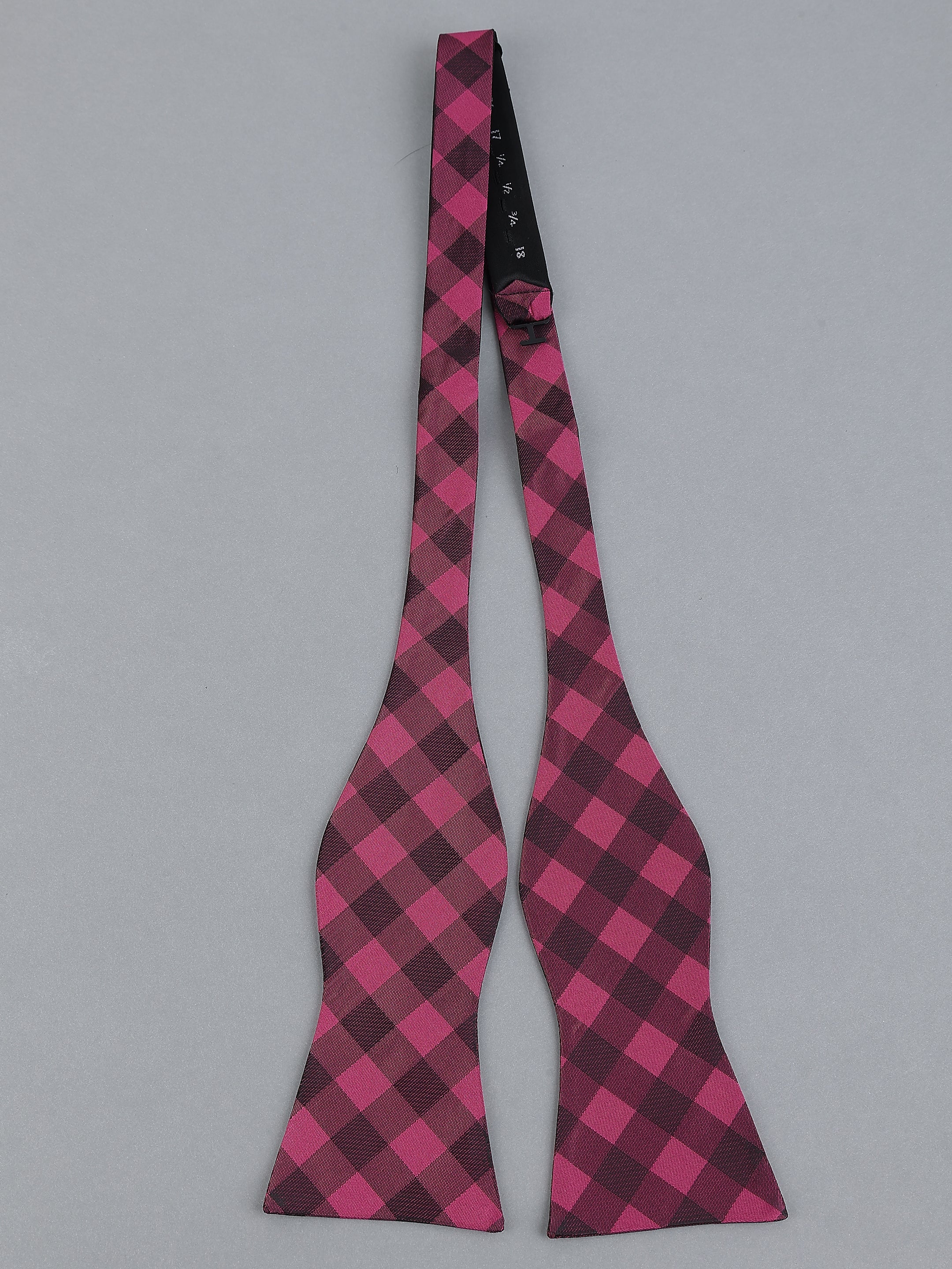 Pink & Black Checkered Self-Tie Bow Tie