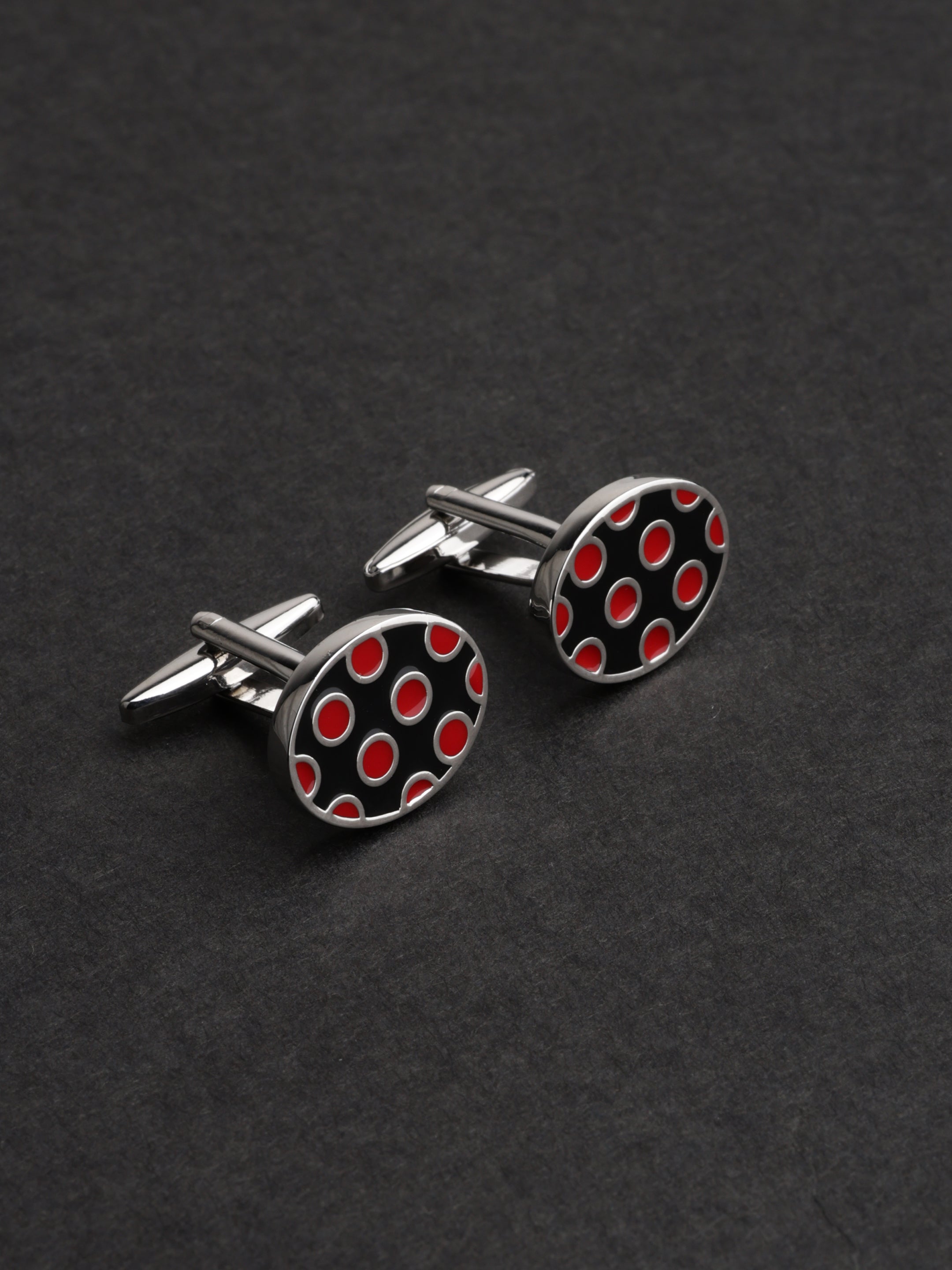Red Polka Dot Round Cufflinks