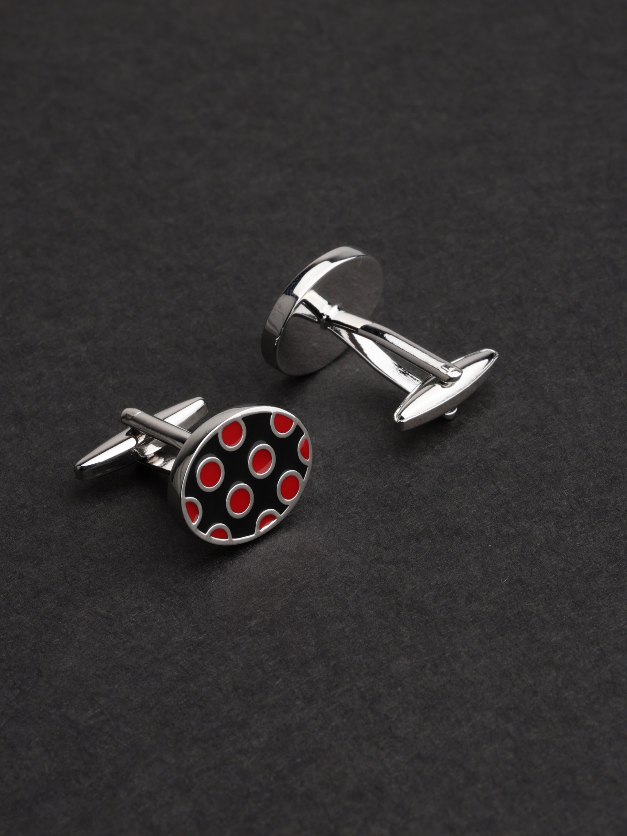 Red Polka Dot Round Cufflinks