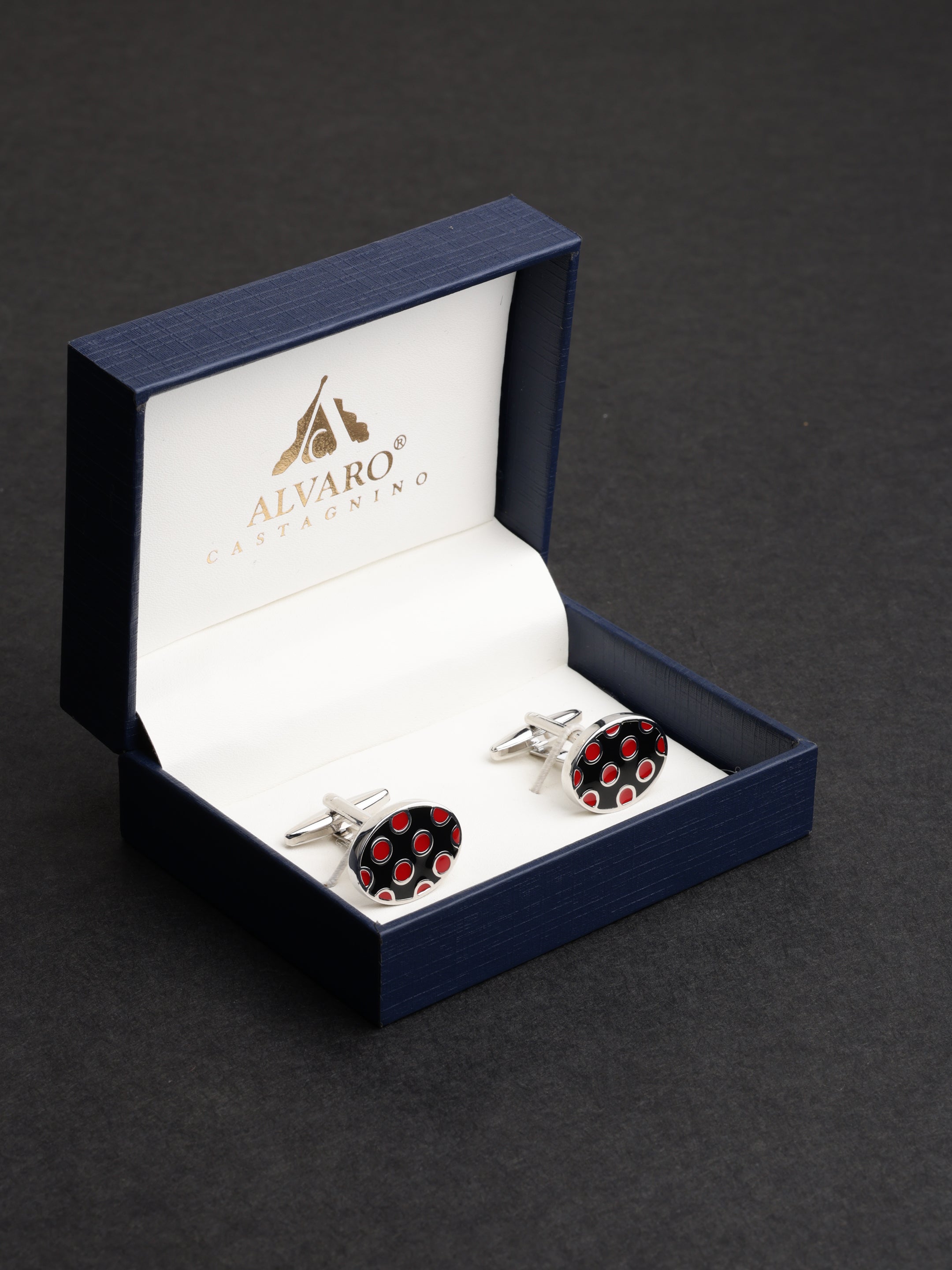 Red Polka Dot Round Cufflinks