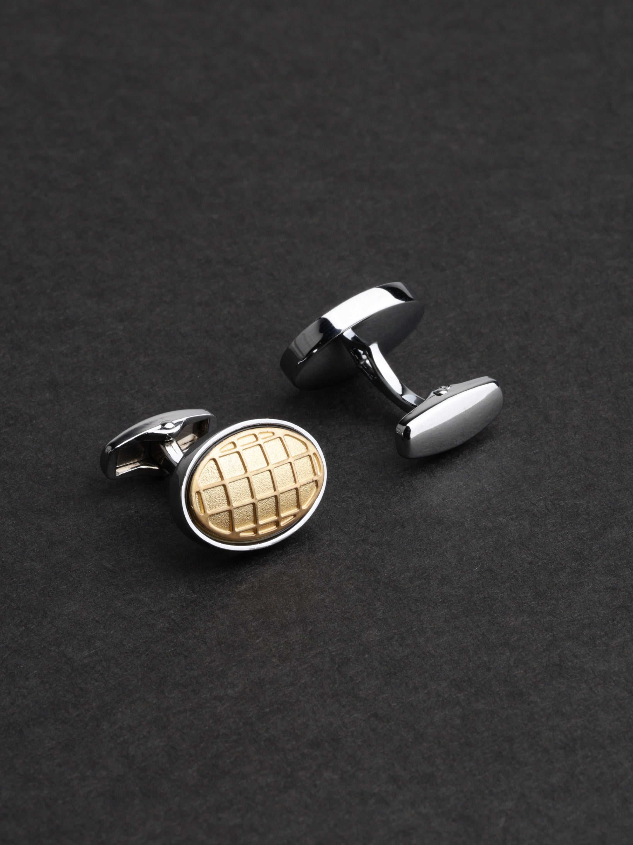 Gold Textured Oval Cufflinks