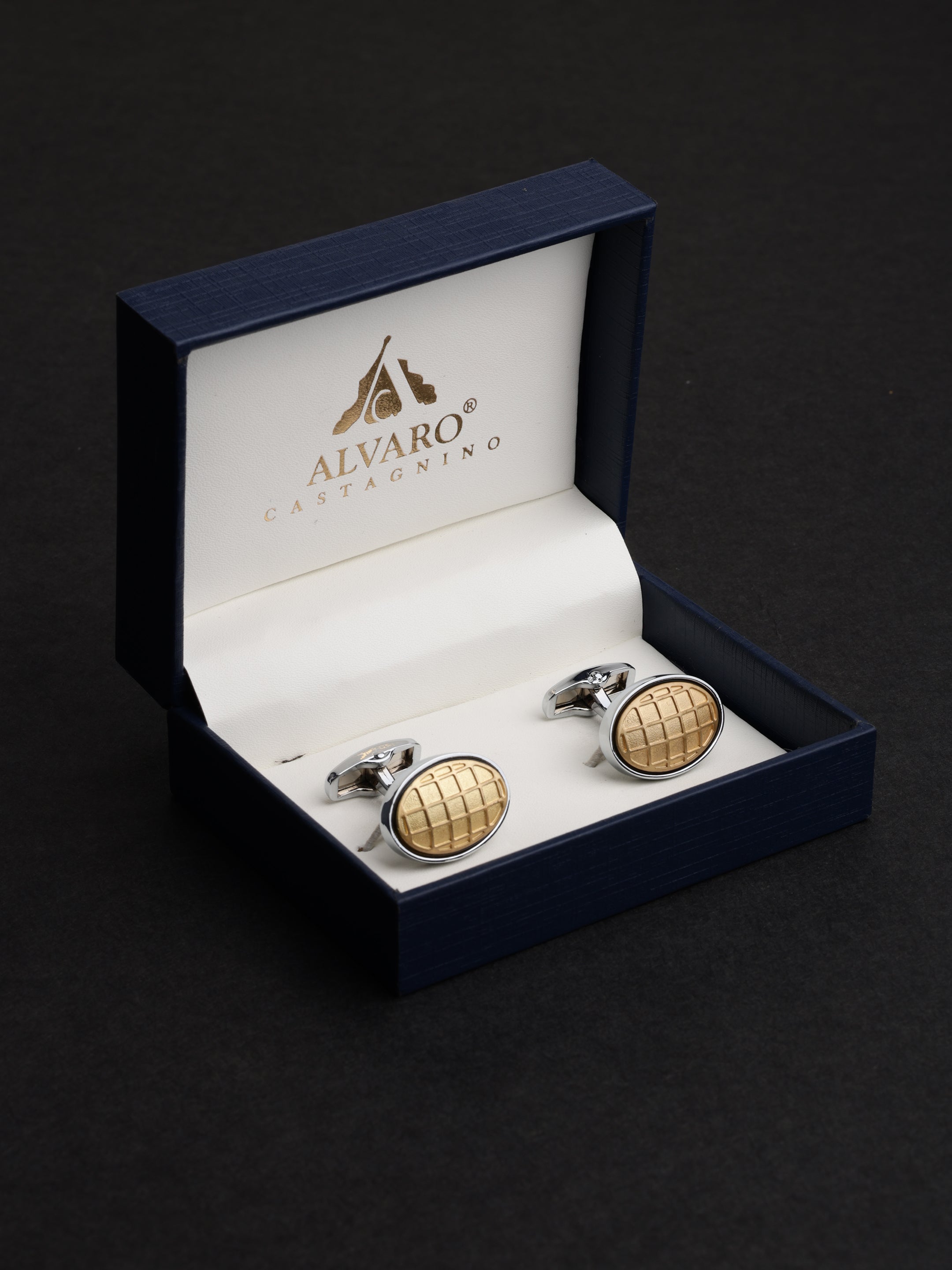 Gold Textured Oval Cufflinks