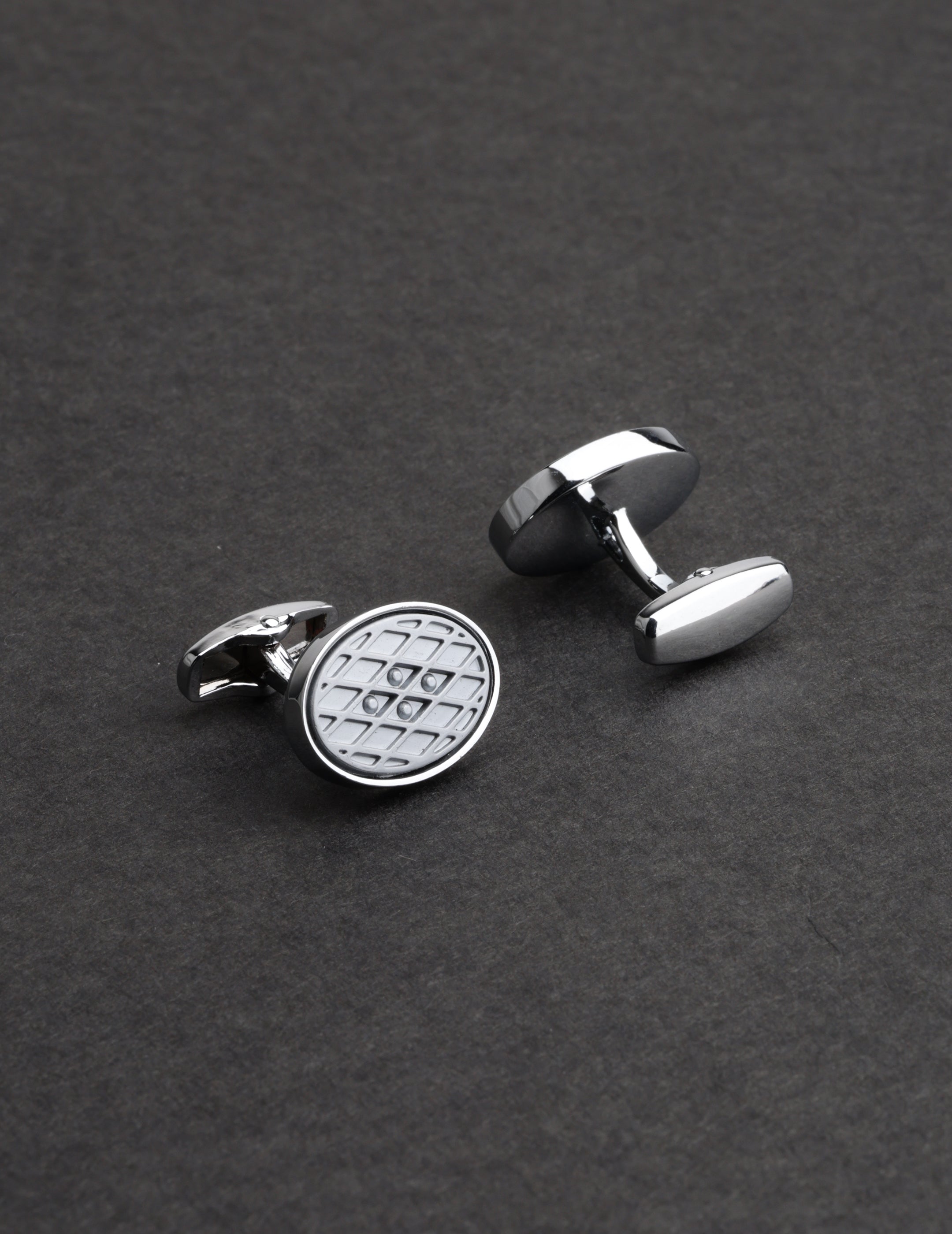 Silver Textured Oval Cufflinks