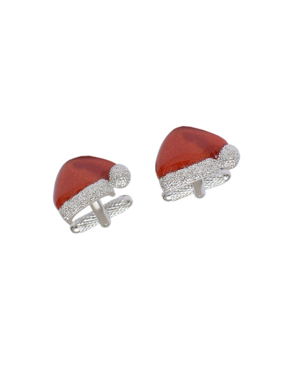 Christmas Hat Red & Silver Cufflink