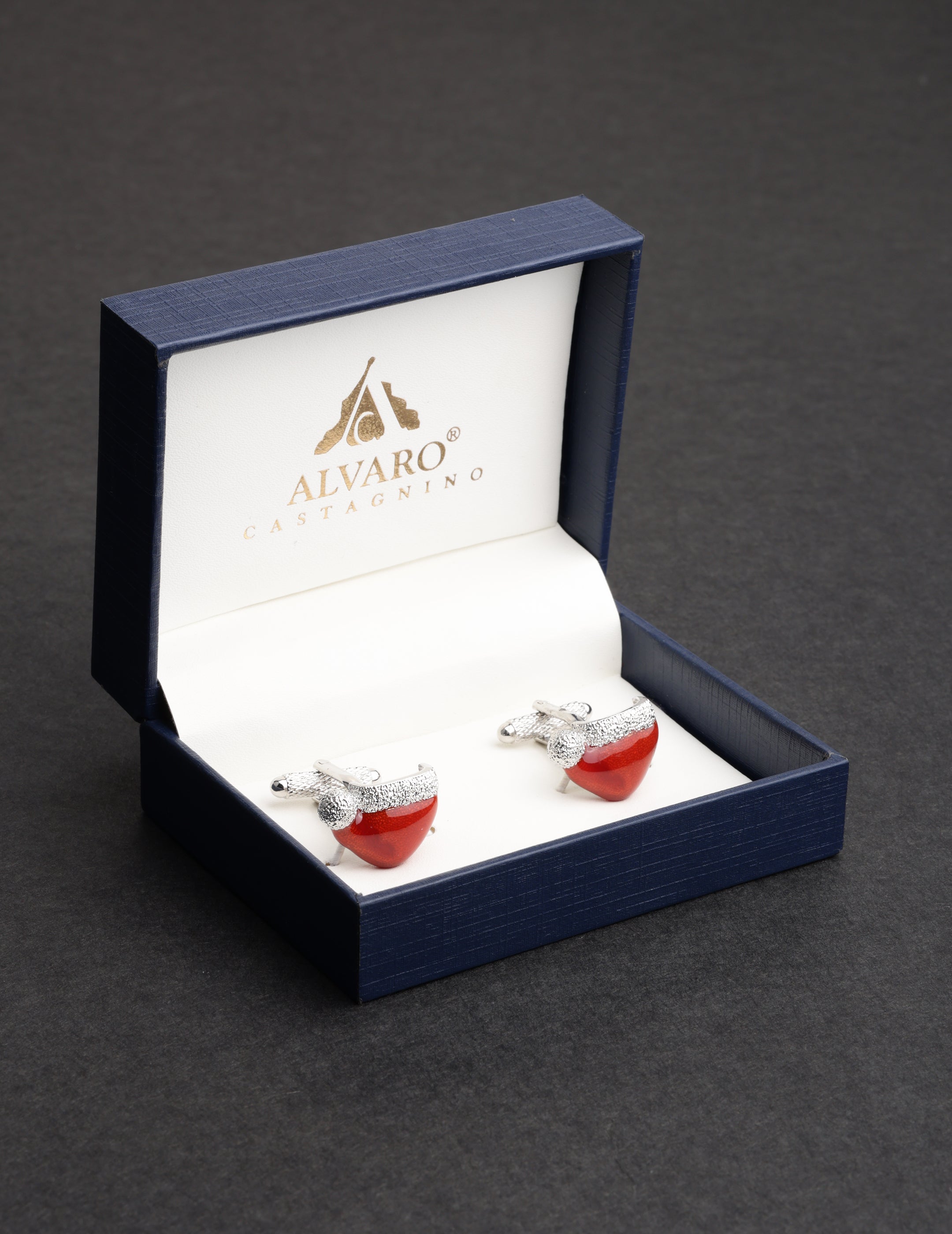 Christmas Hat Red & Silver Cufflink