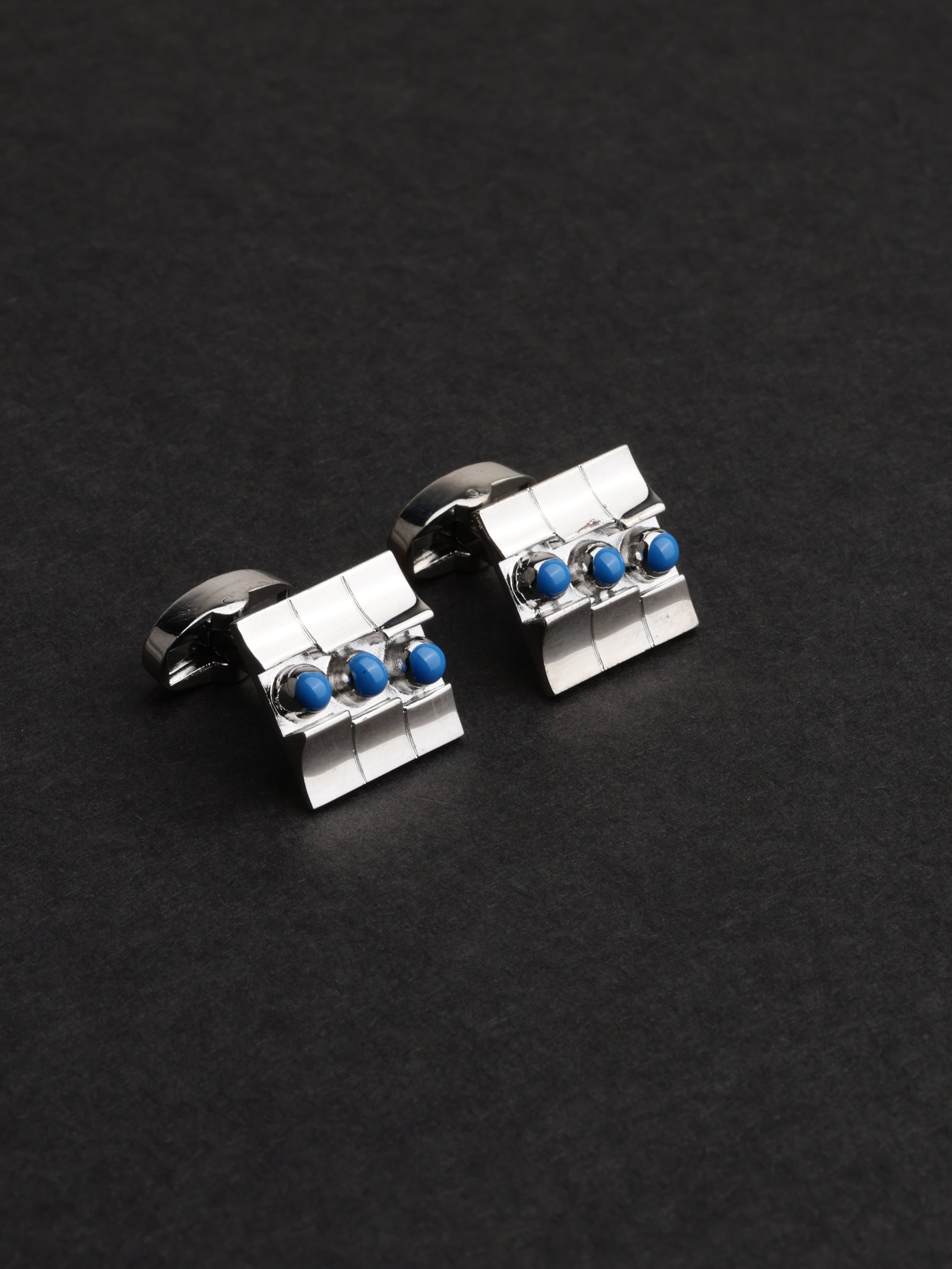Blue Studded Architectural Cufflinks