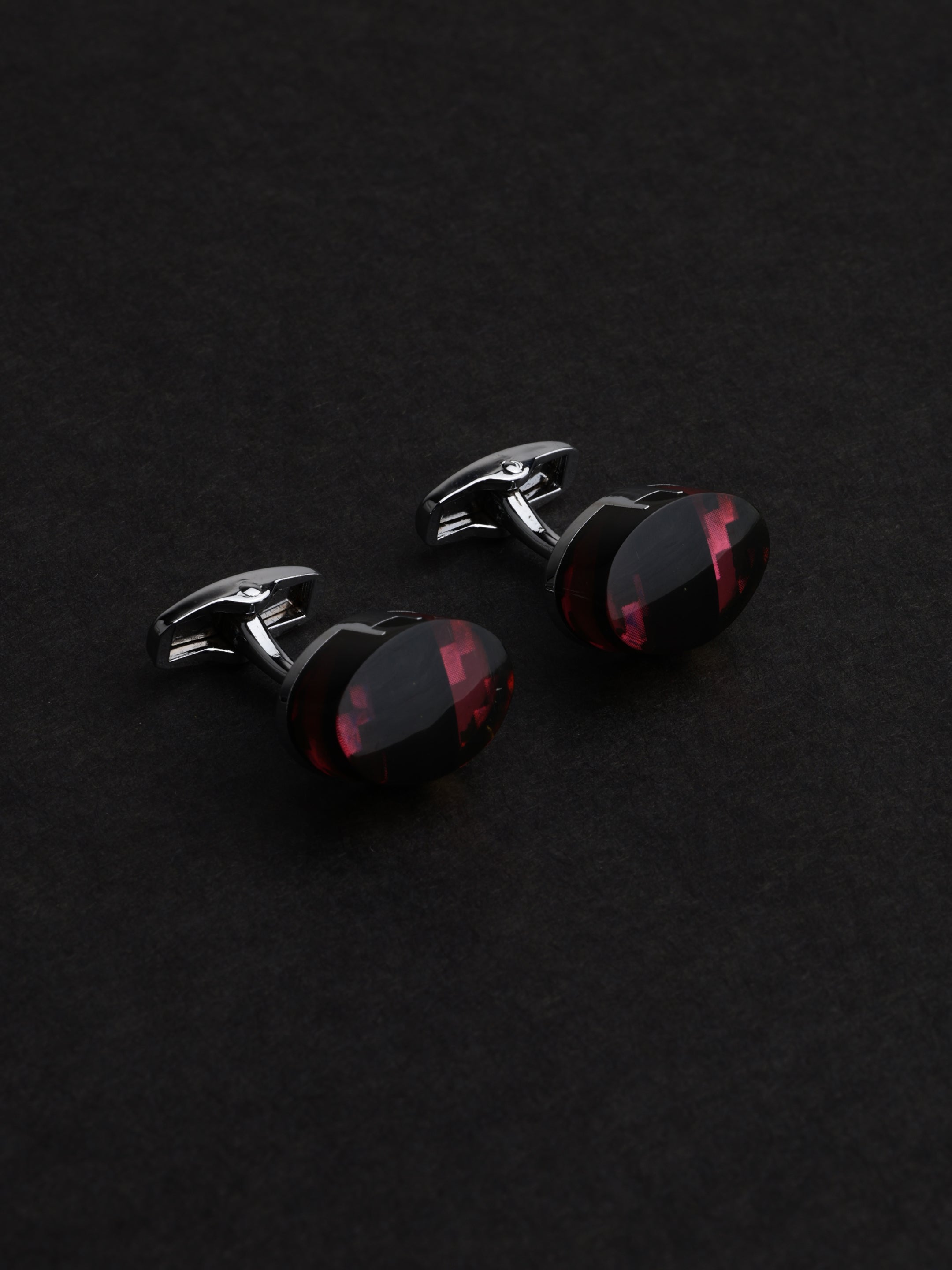 Crimson Crystal Oval Cufflinks