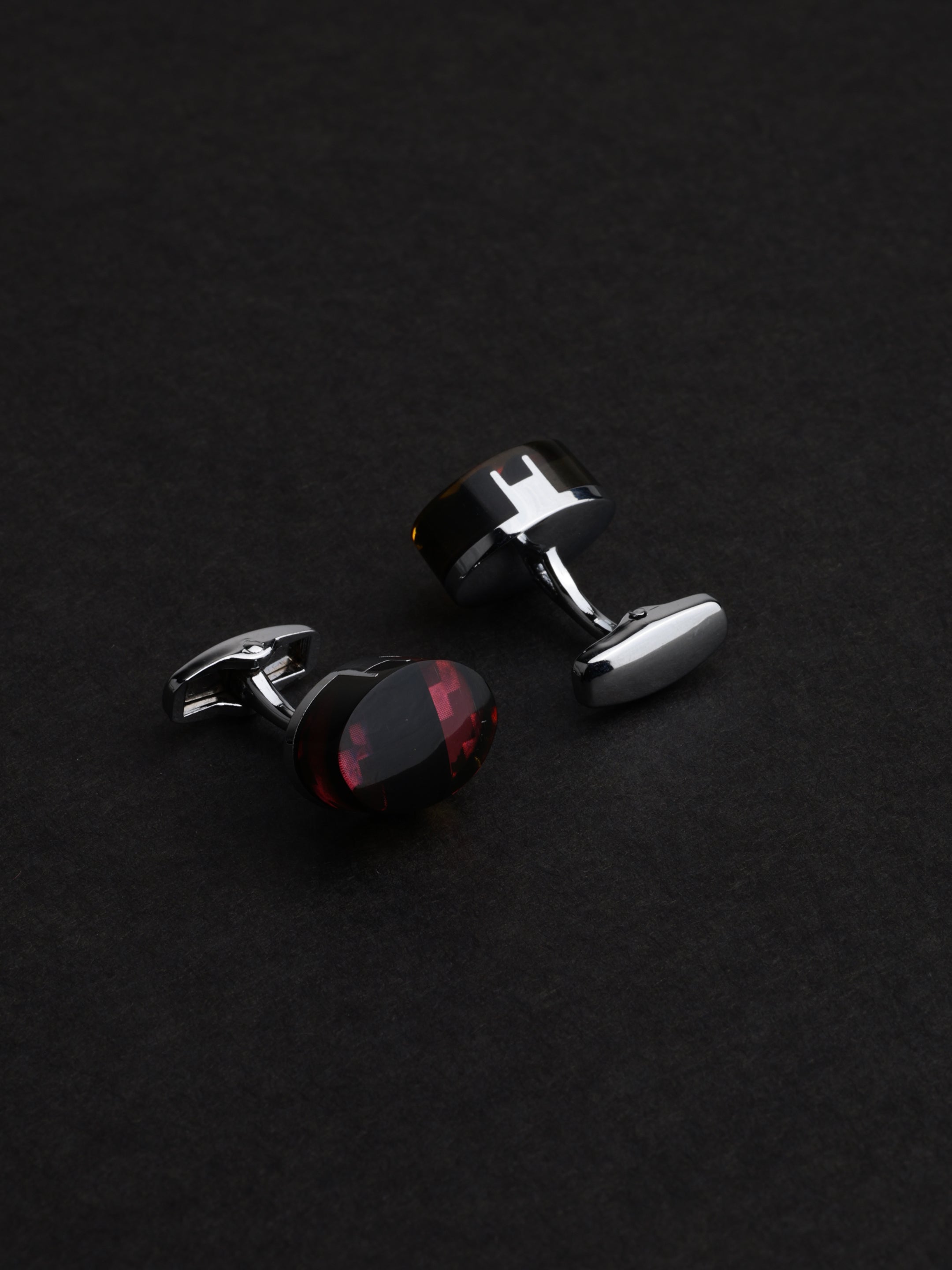 Crimson Crystal Oval Cufflinks