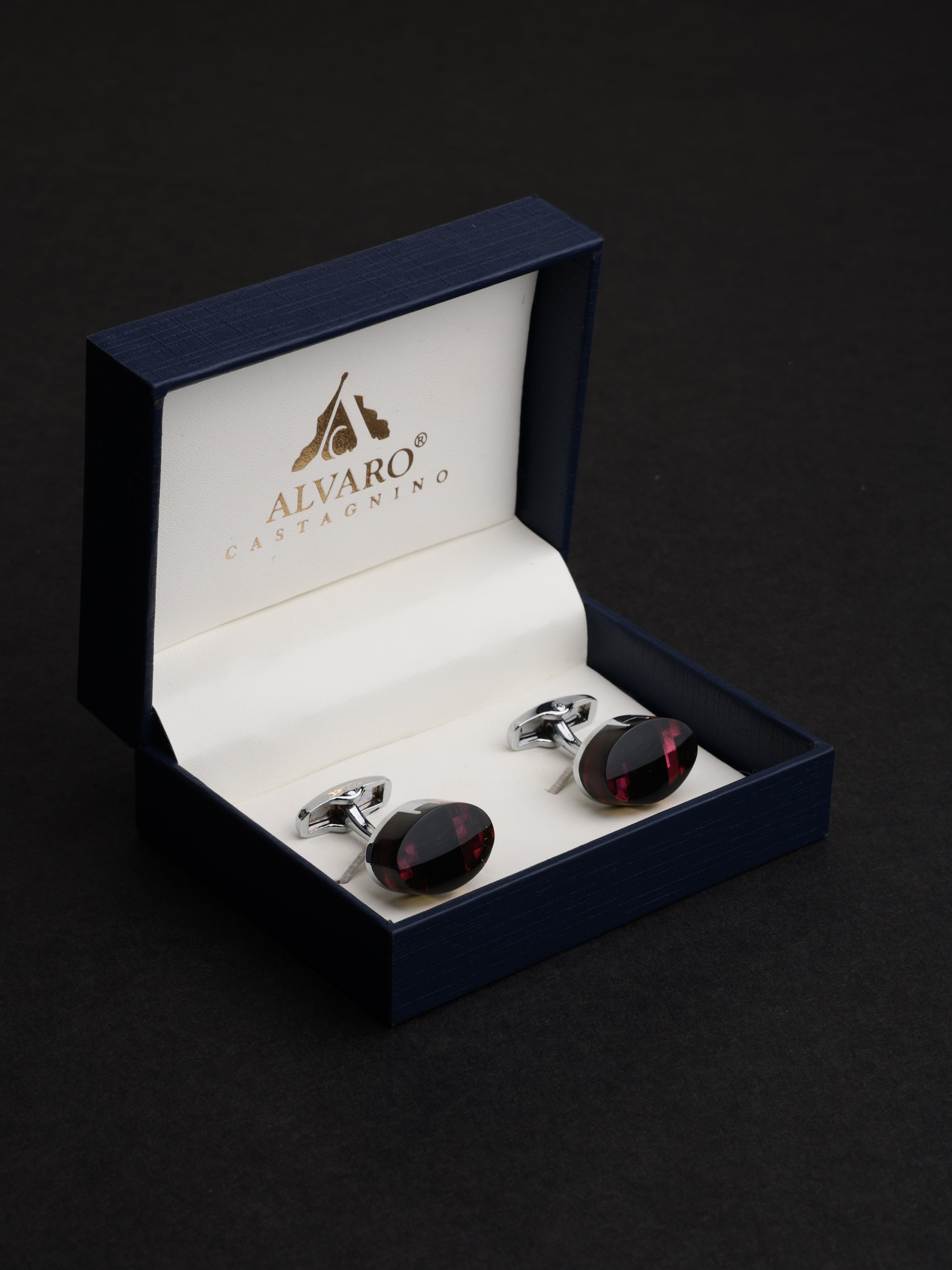 Crimson Crystal Oval Cufflinks