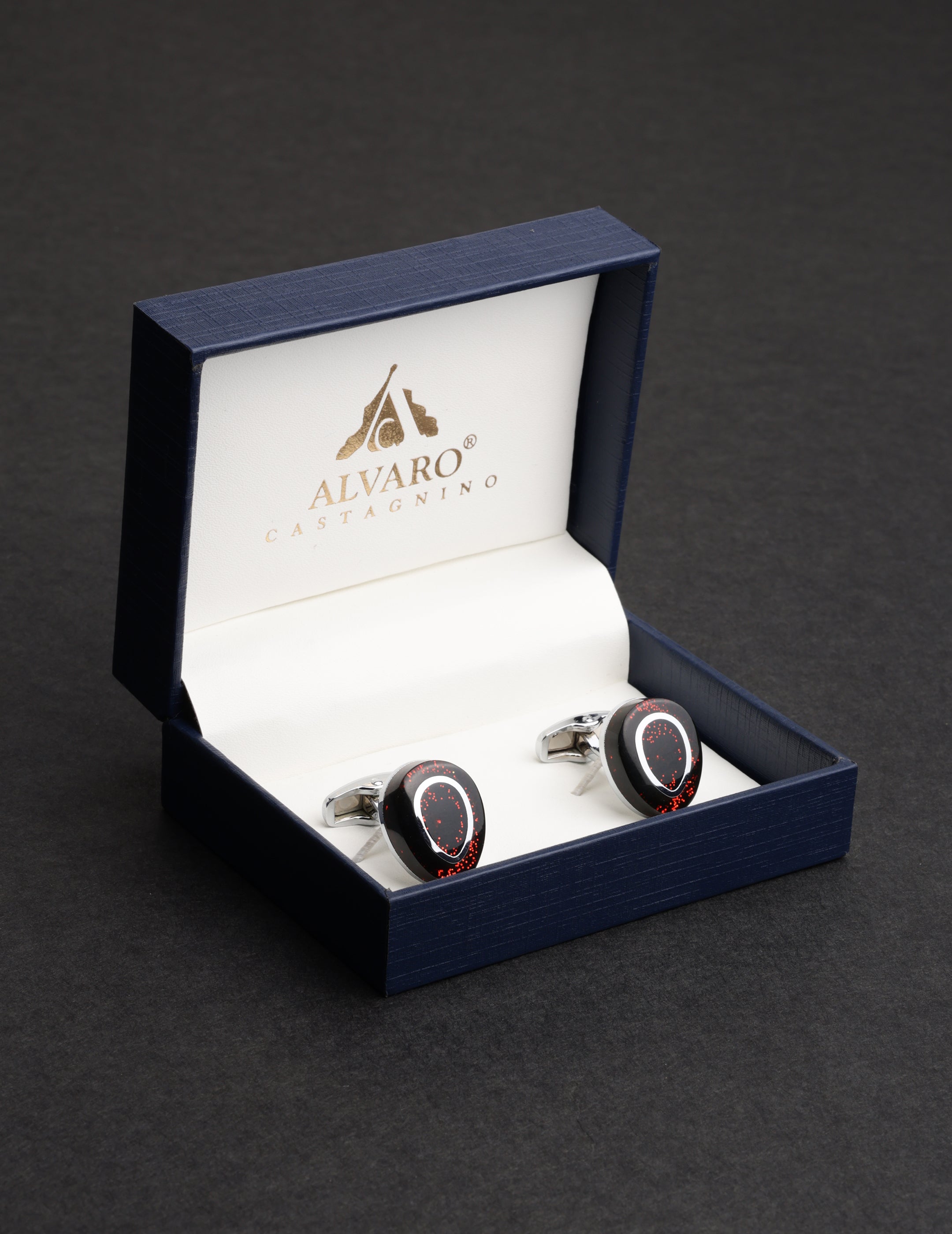 Crimson Galaxy Oval Cufflinks
