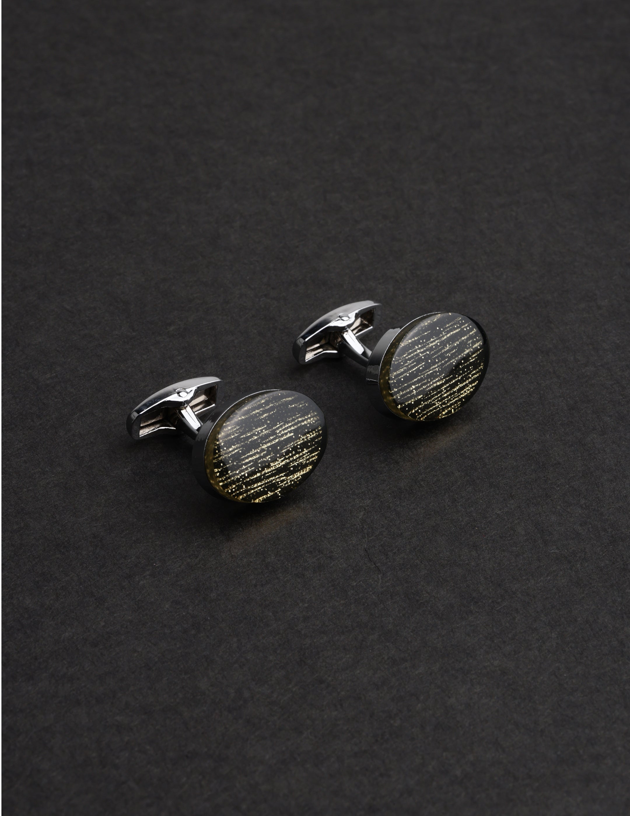 Gold Streak Oval Cufflinks