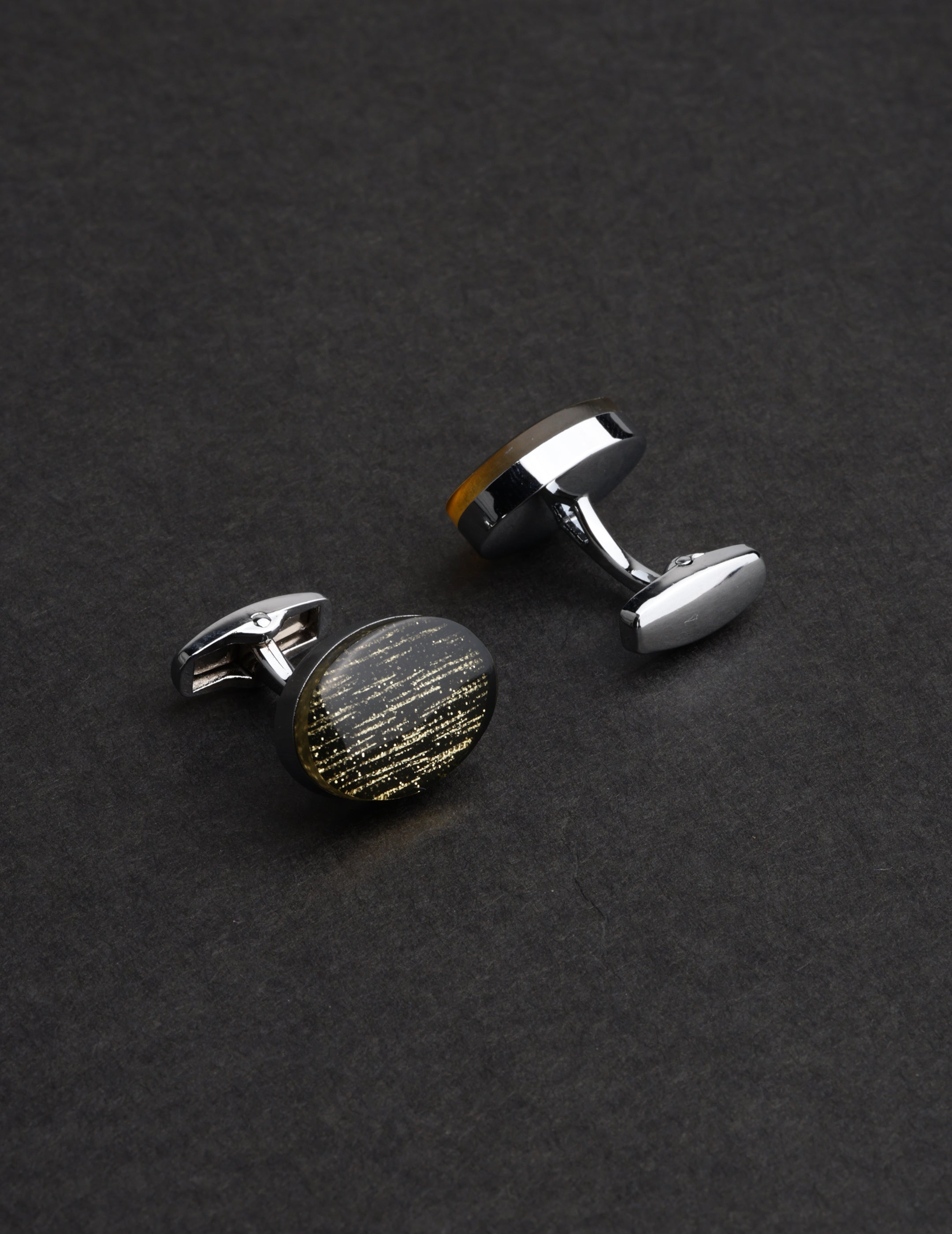 Gold Streak Oval Cufflinks