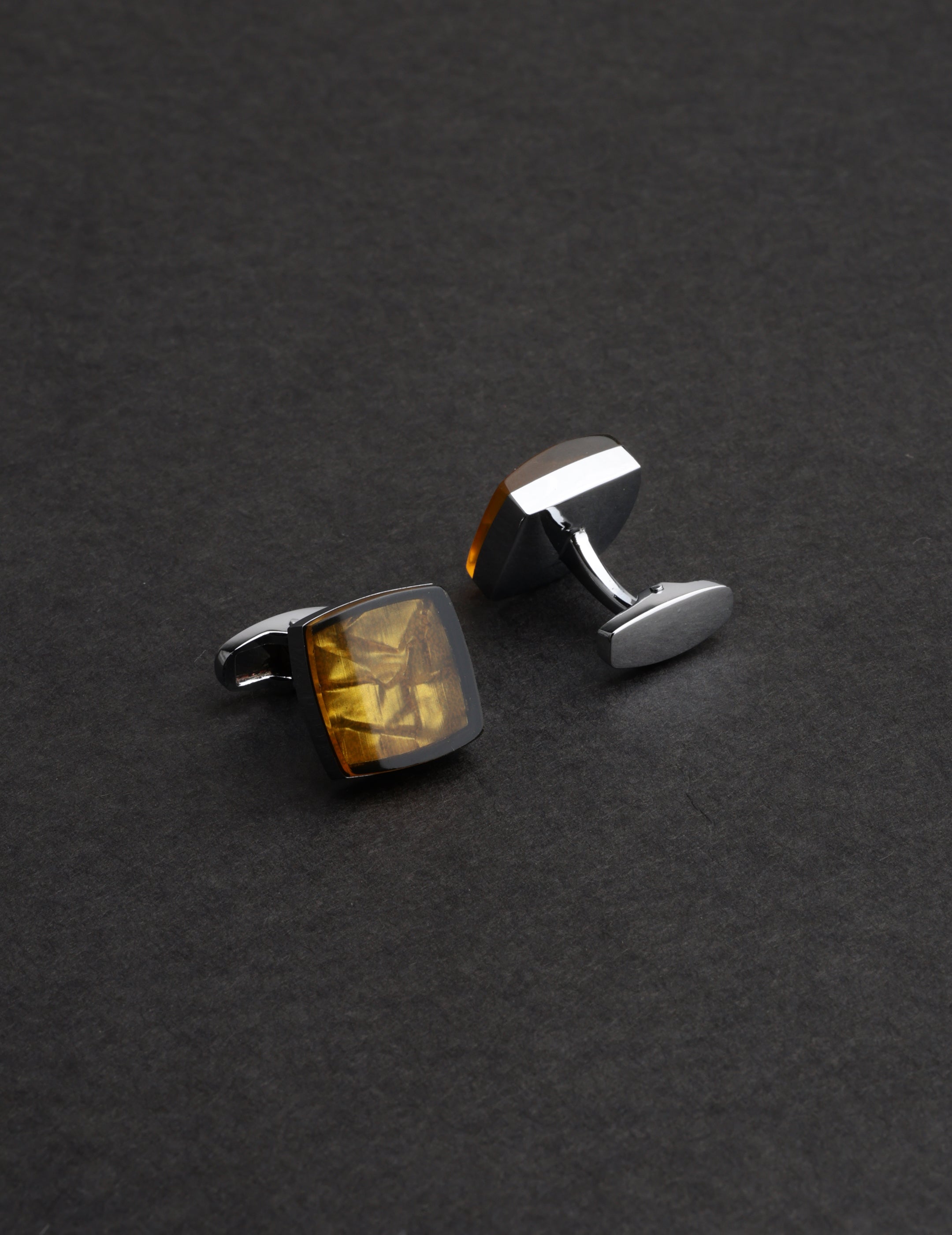 Golden Amber Square Cufflinks
