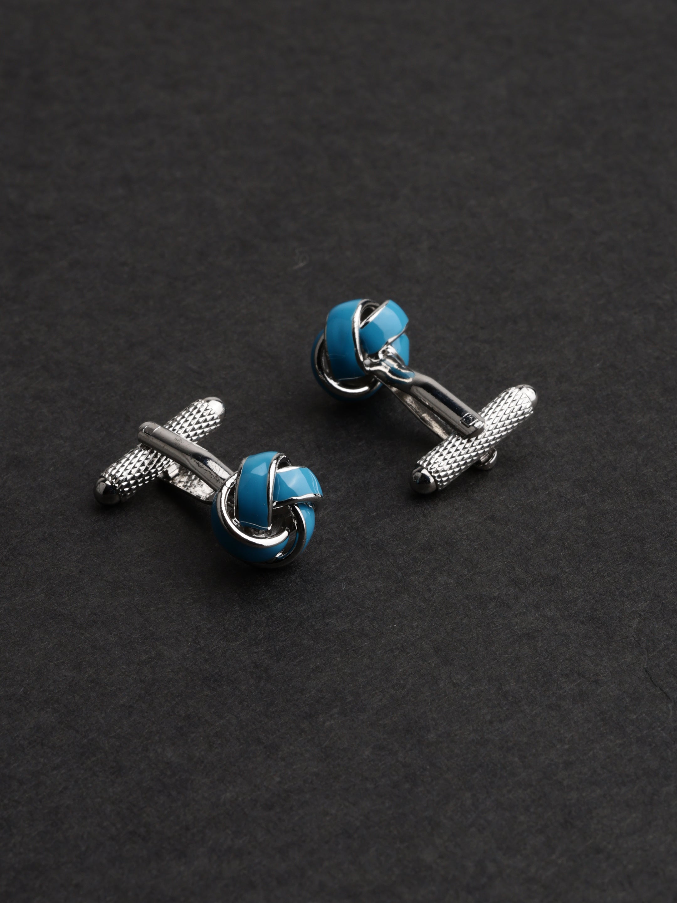 Azure Enamel Knot Cufflinks