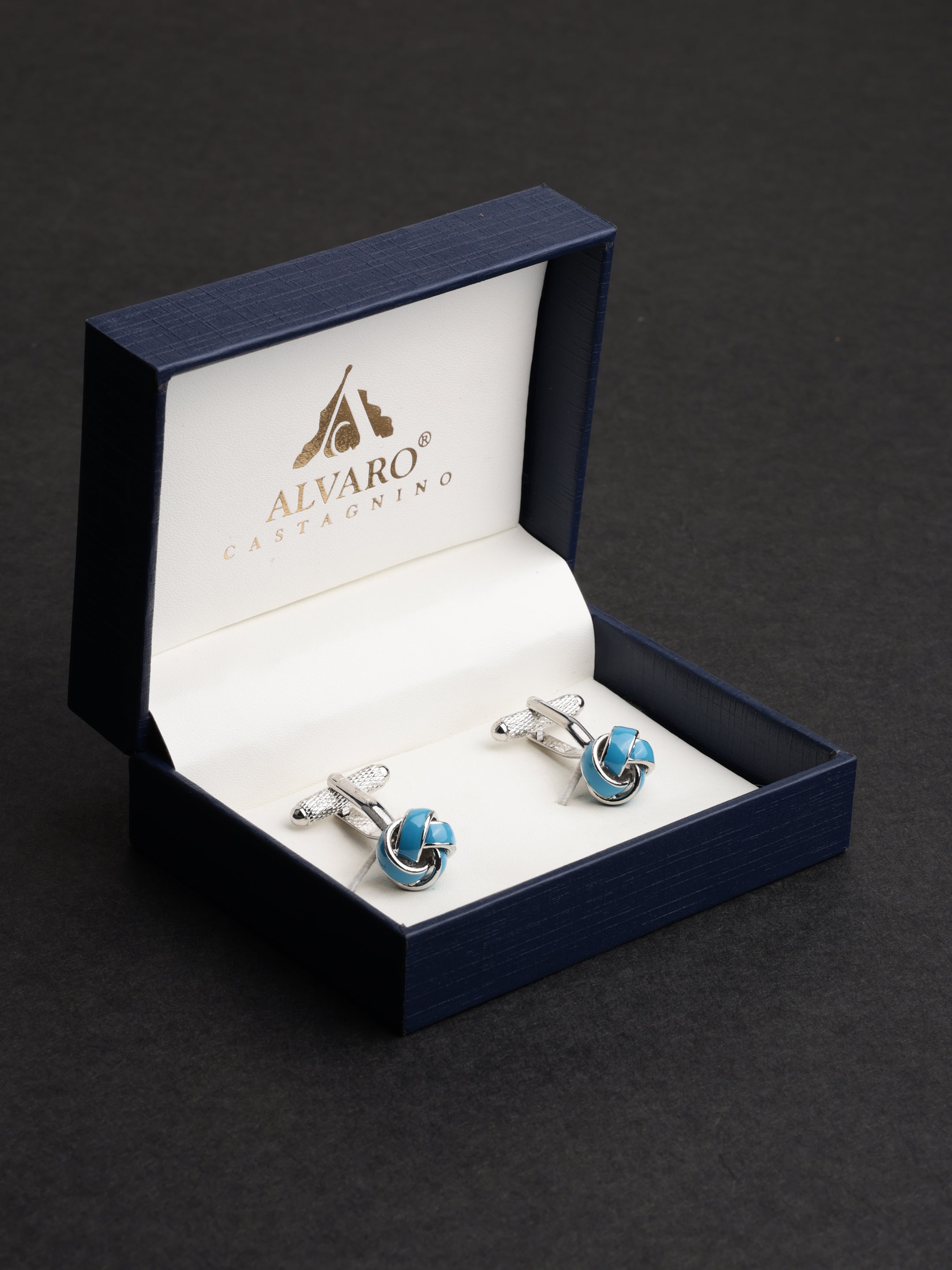 Azure Enamel Knot Cufflinks