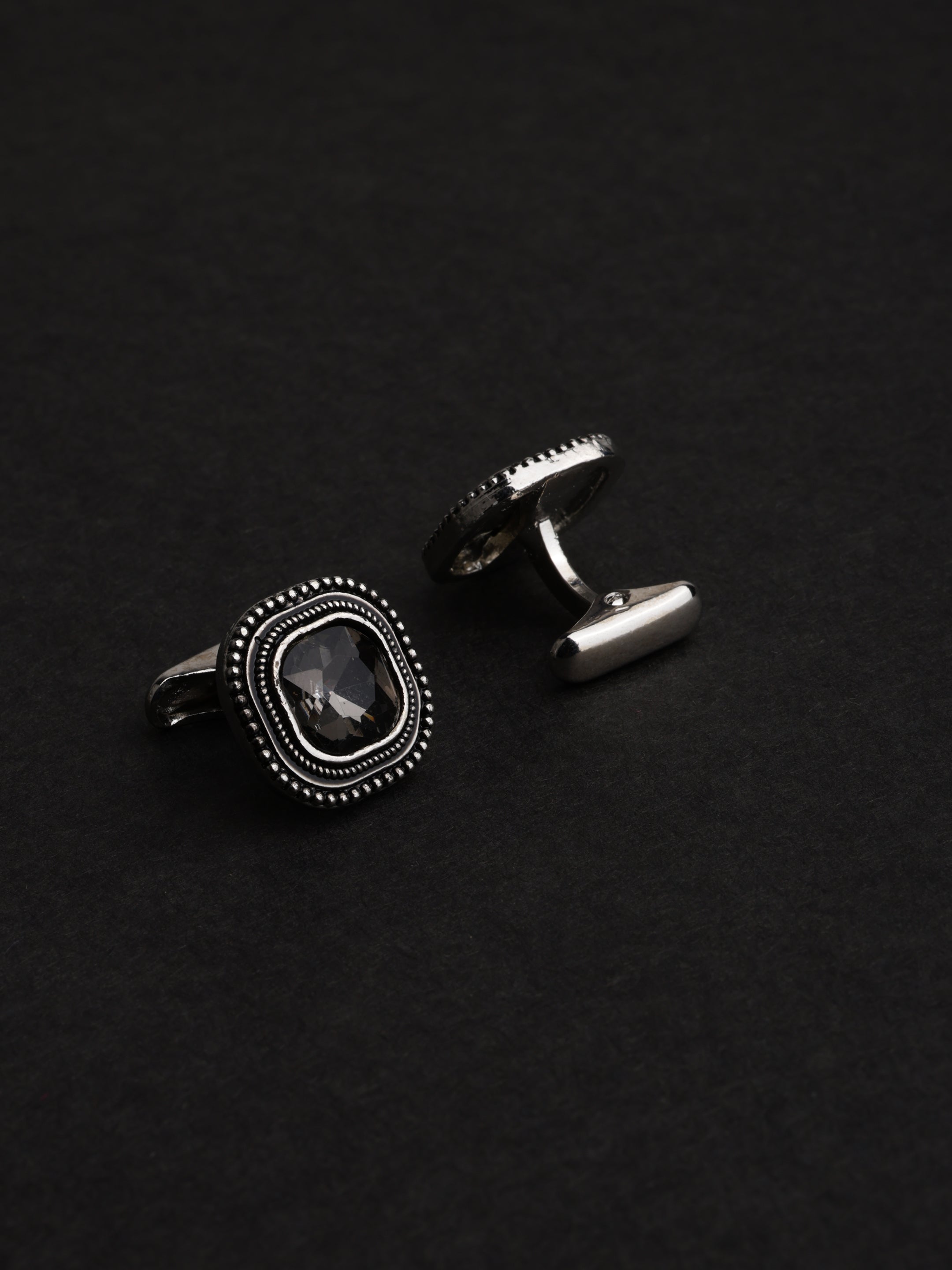 Antique Square Smoky Crystal Cufflinks