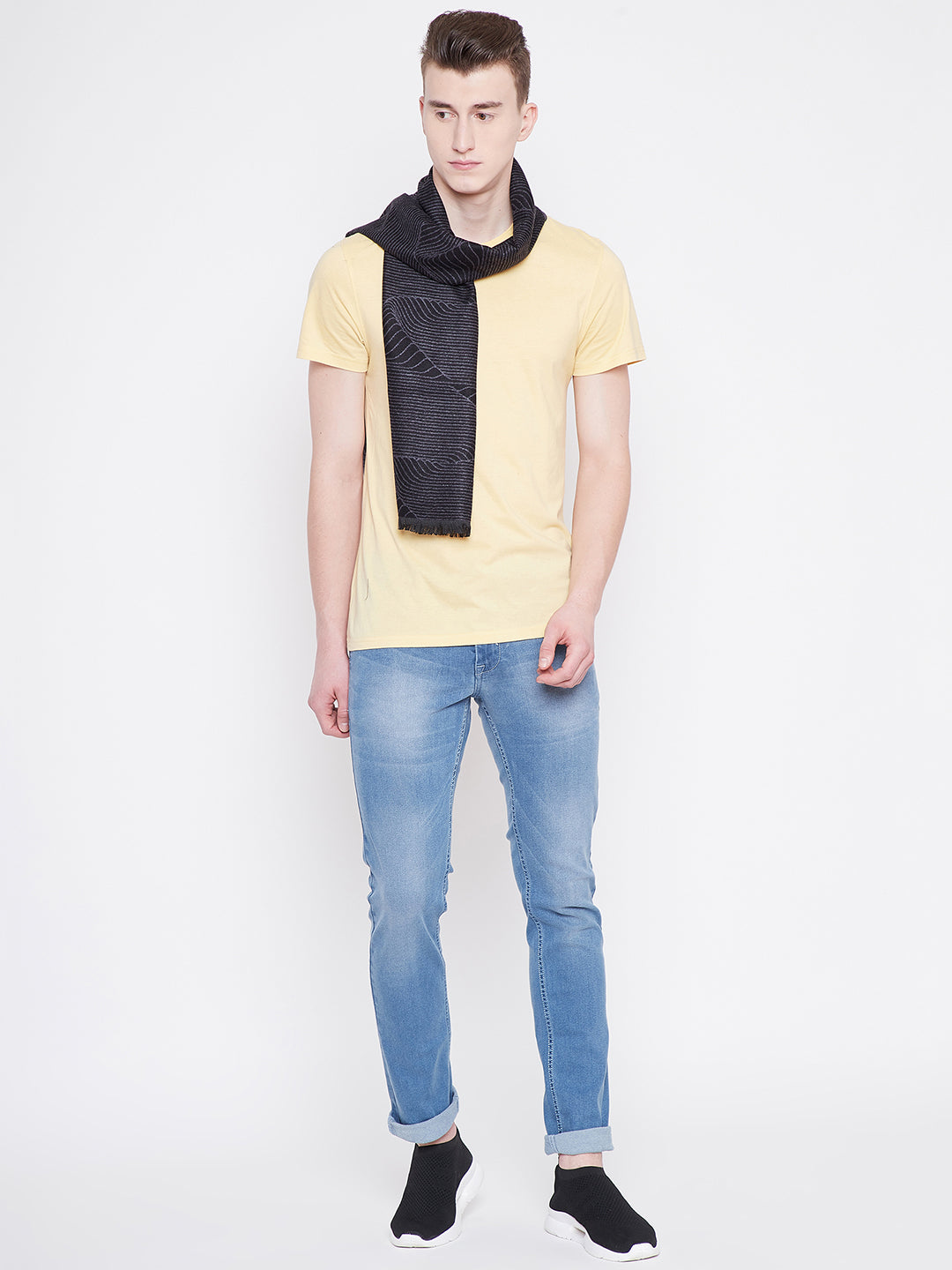 Alvaro Castagnino Men Black & Grey Patterned Mufflers