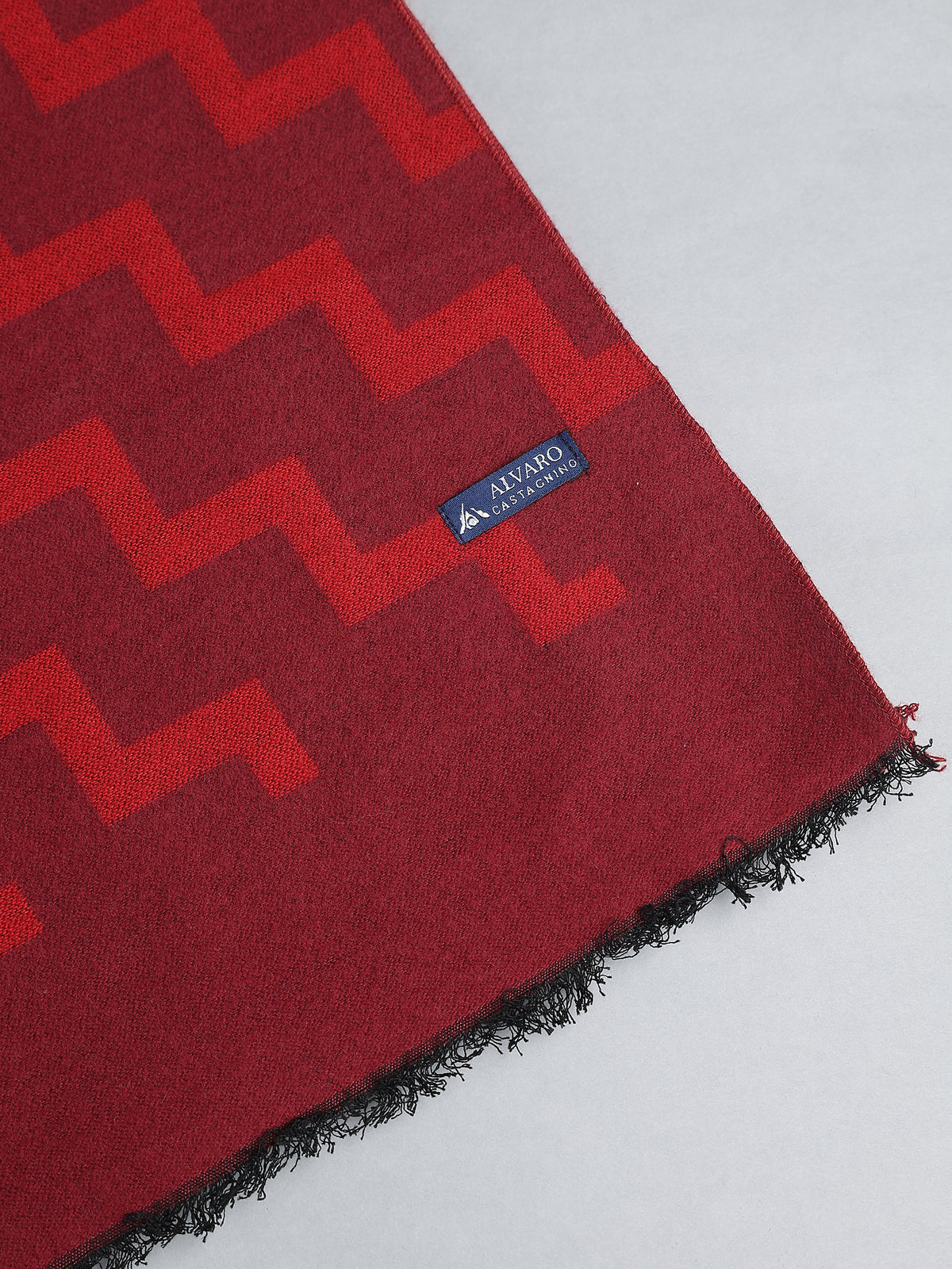 Crimson Red Geometric Chevron Zig-Zag Winter Muffler