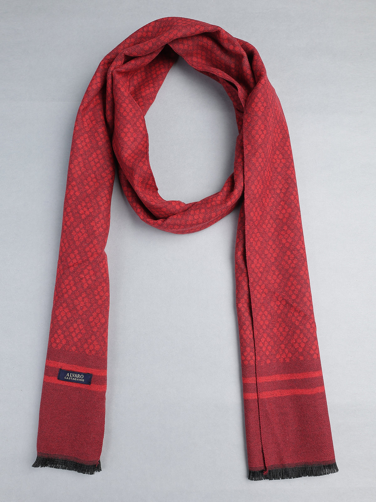 Crimson Red Geometric Micro-Dot Winter Muffler