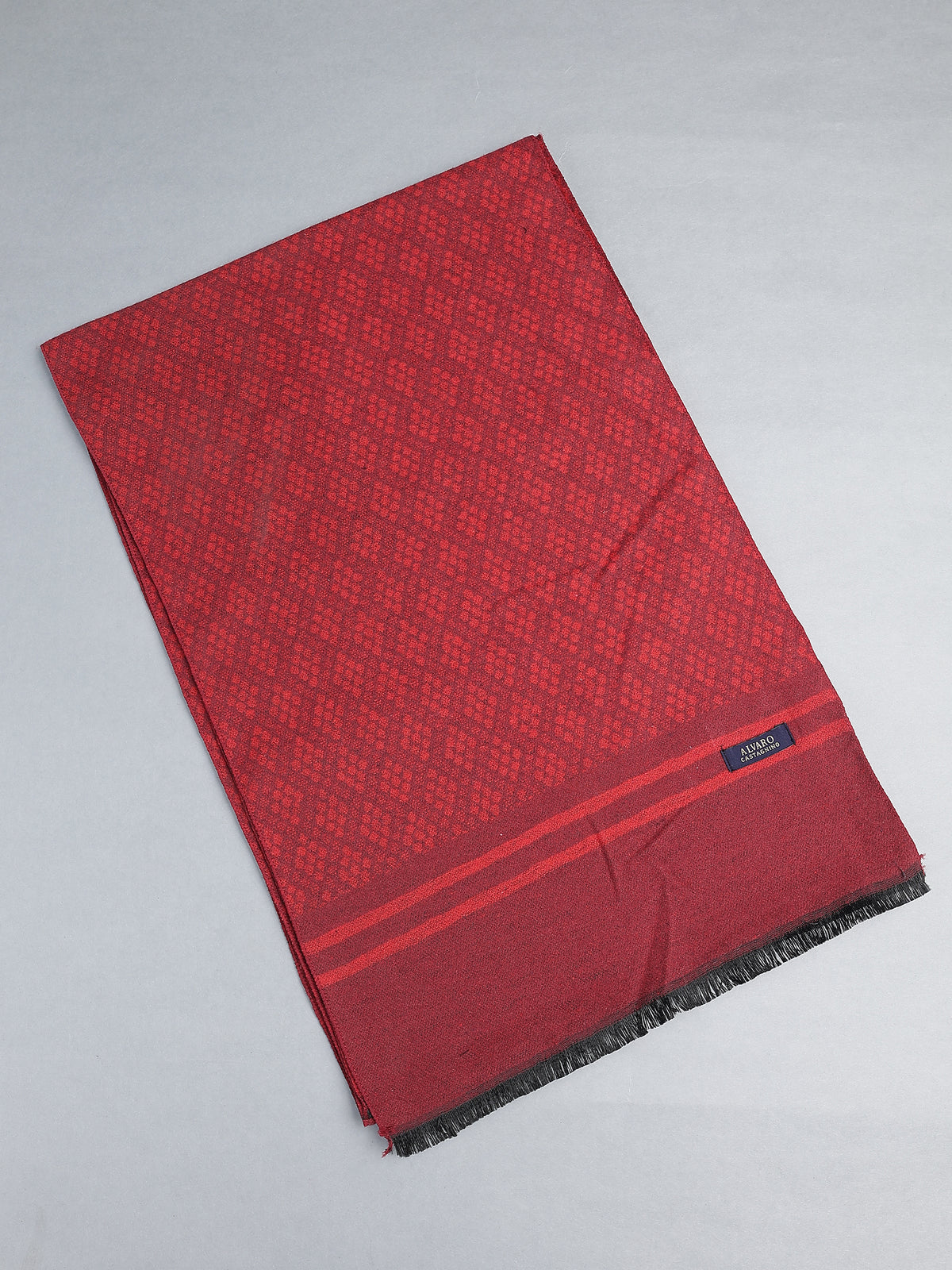 Crimson Red Geometric Micro-Dot Winter Muffler