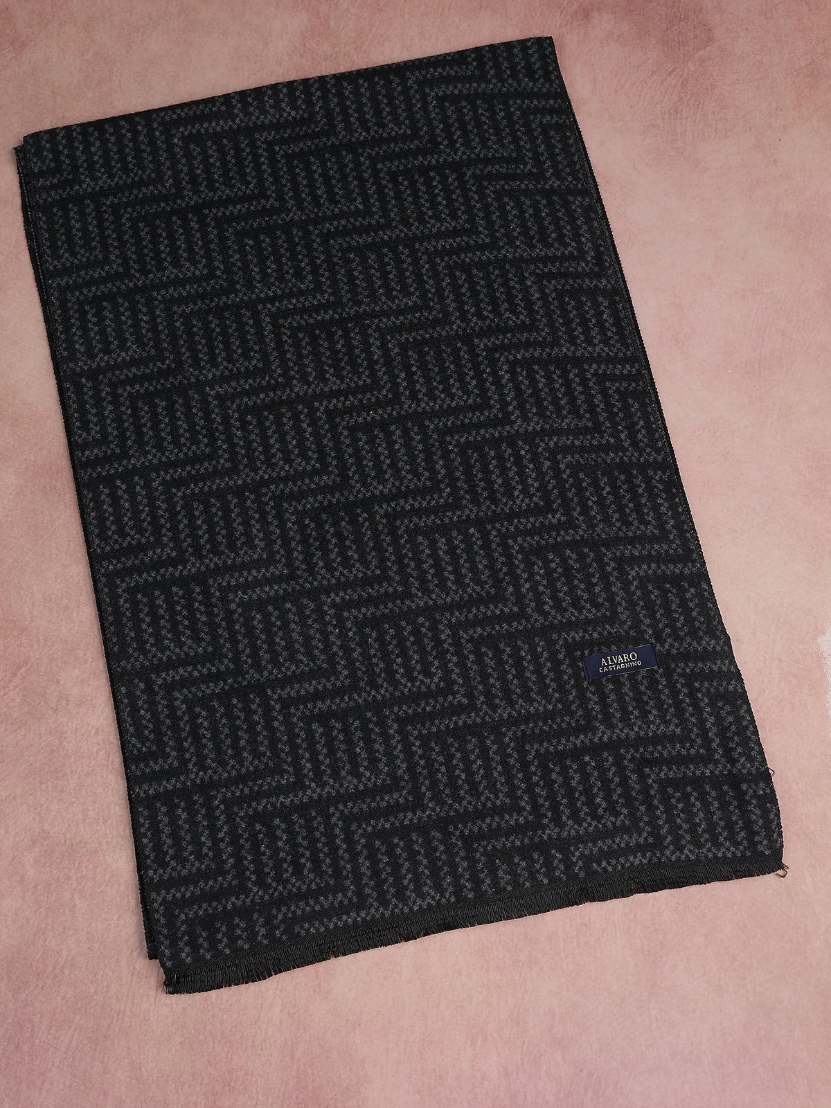 Charcoal & Black Geometric Geometric Maze Winter Muffler