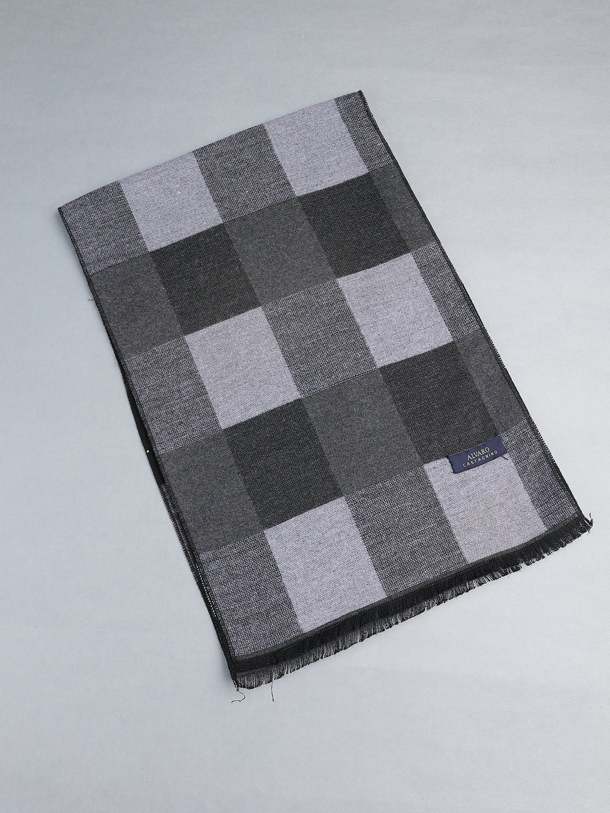 Monochrome Grey & Black Checkerboard Winter Muffler