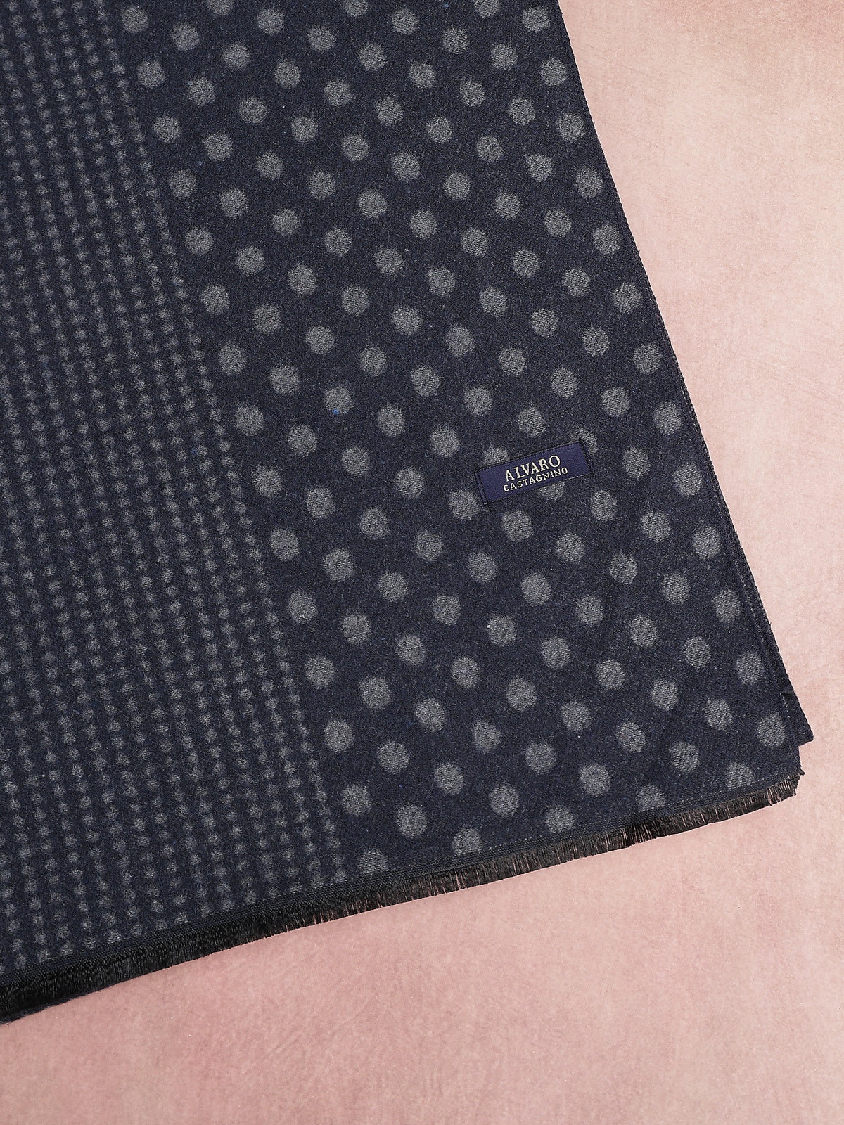 Charcoal & Slate Blue Dual-Pattern Winter Muffler