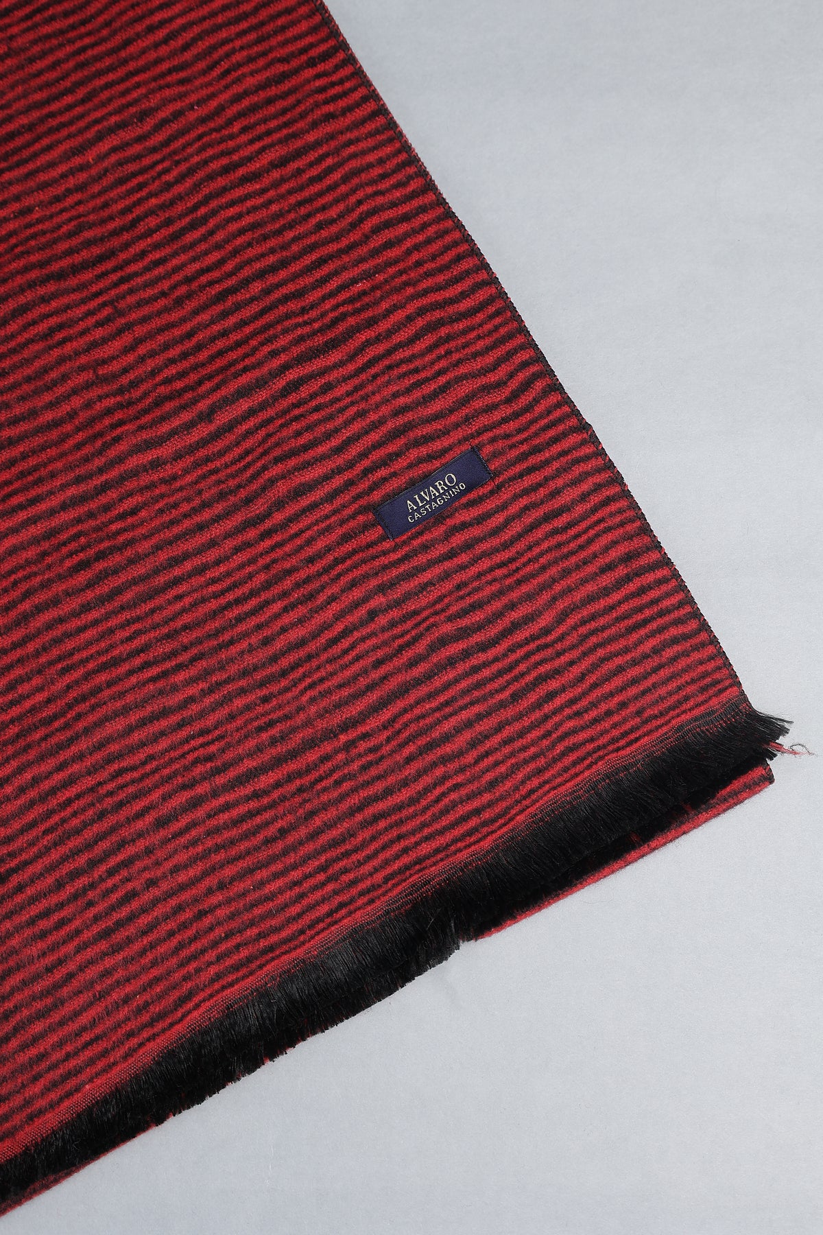 Crimson Red & Charcoal Micro-Striped Winter Muffler