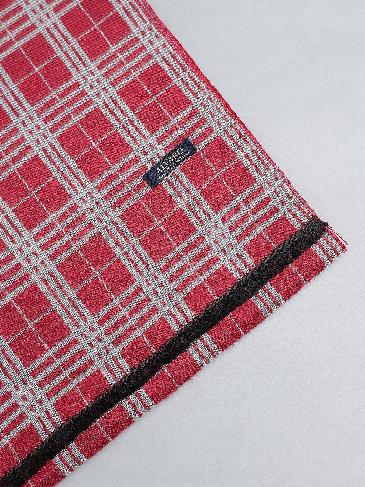 Crimson Red Tartan Plaid & Color-Block Winter Muffler