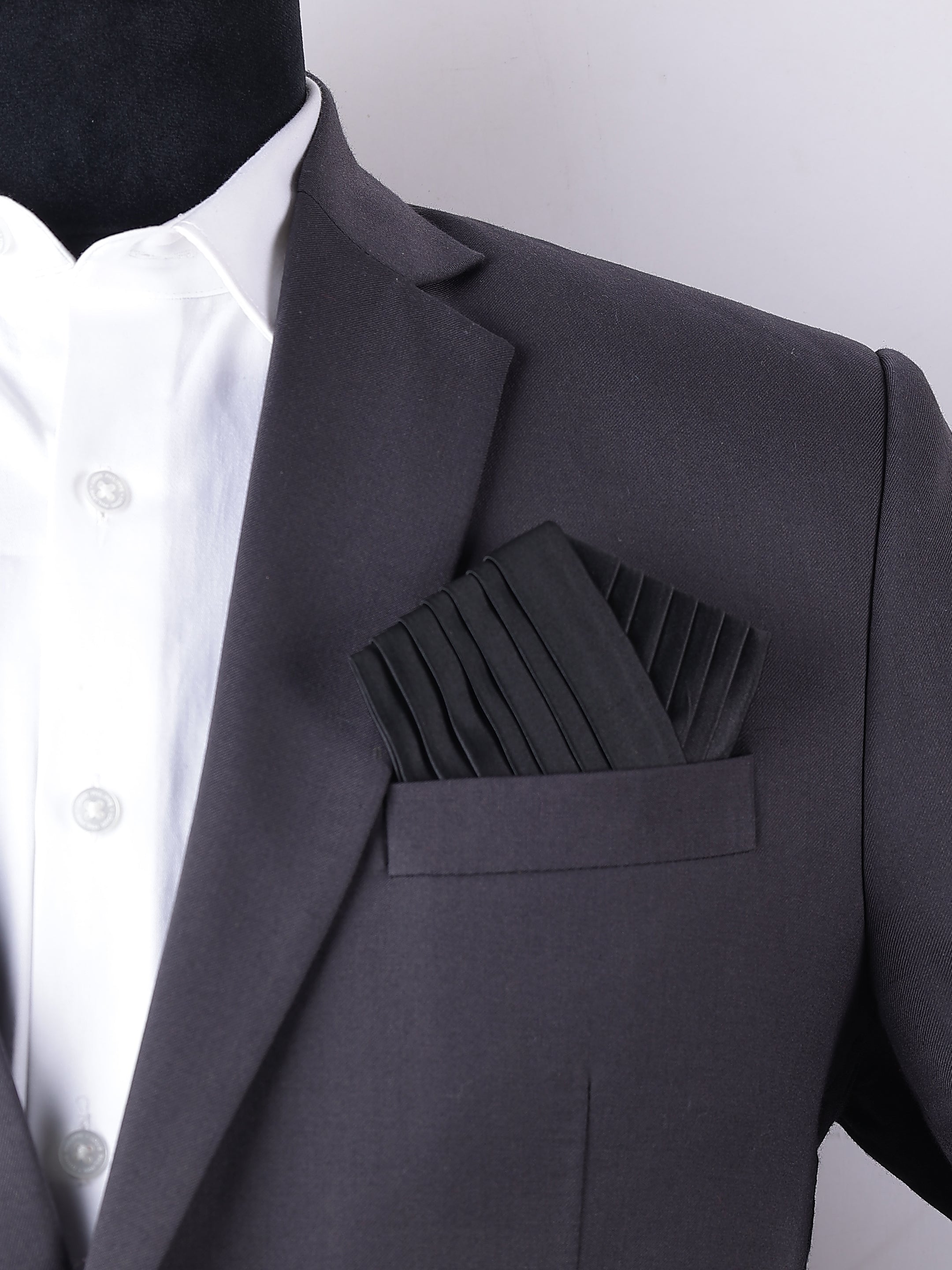 Black Pleated Pre-Folded Pocket Square