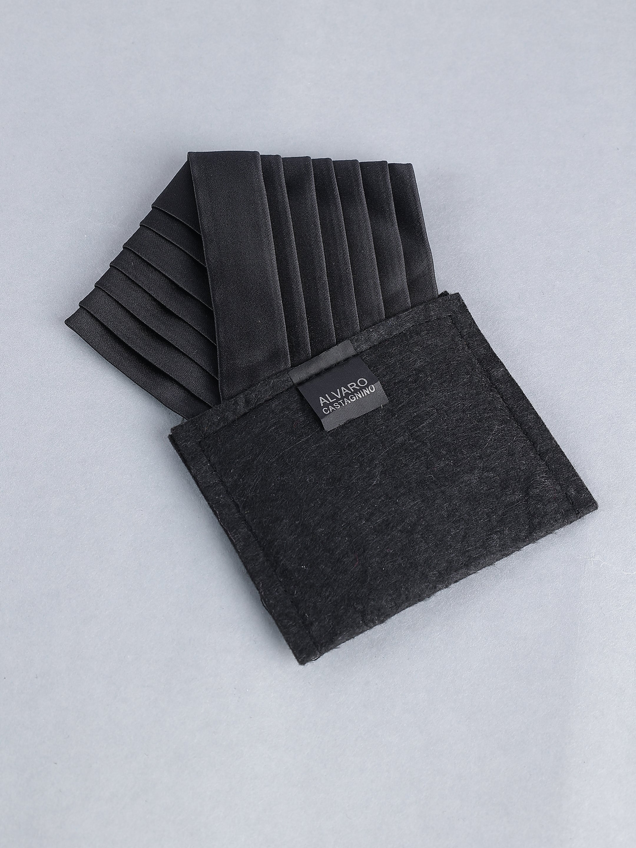 Black Pleated Pre-Folded Pocket Square