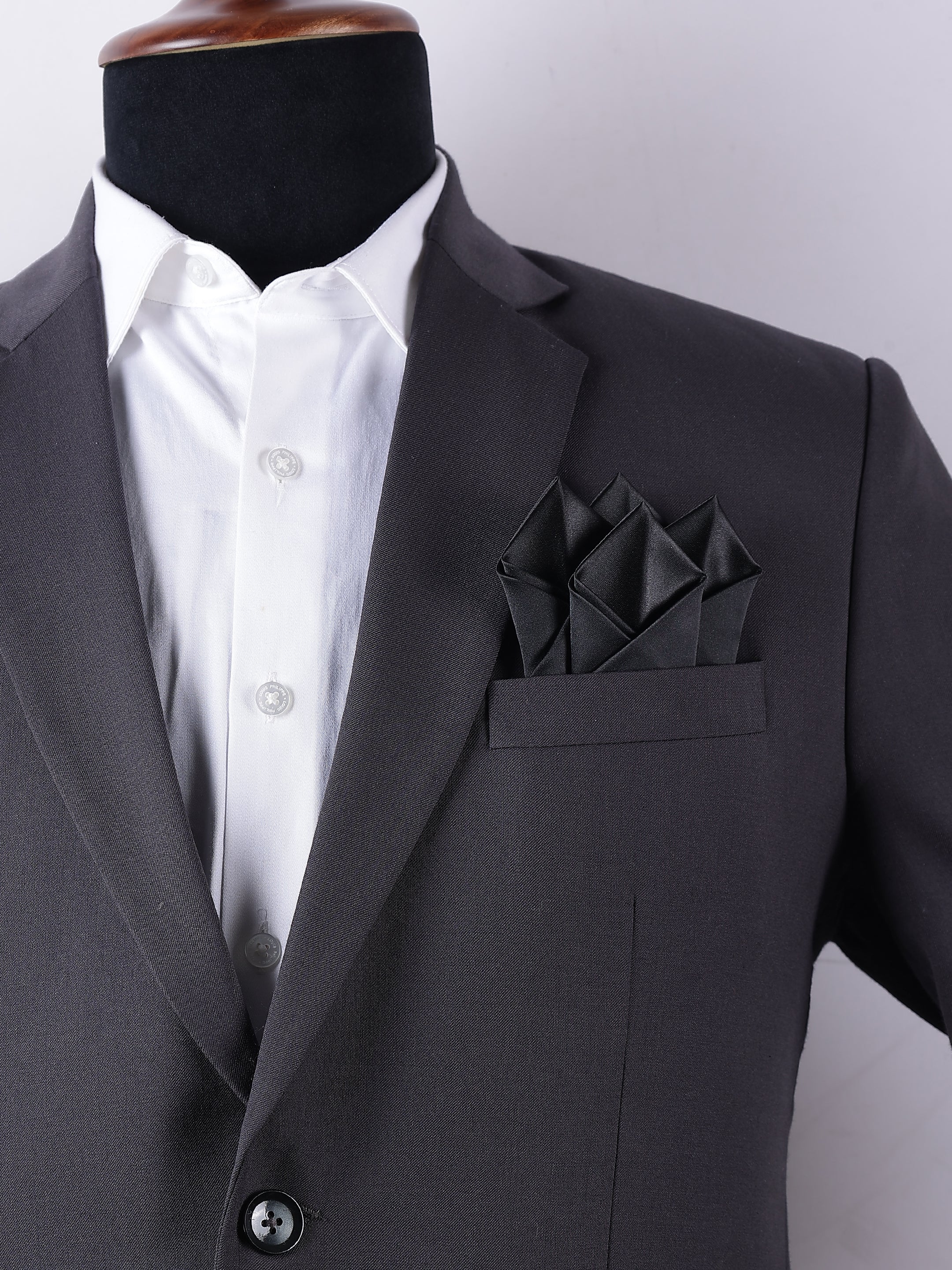 Black Geometric Pre-Folded Pocket Square