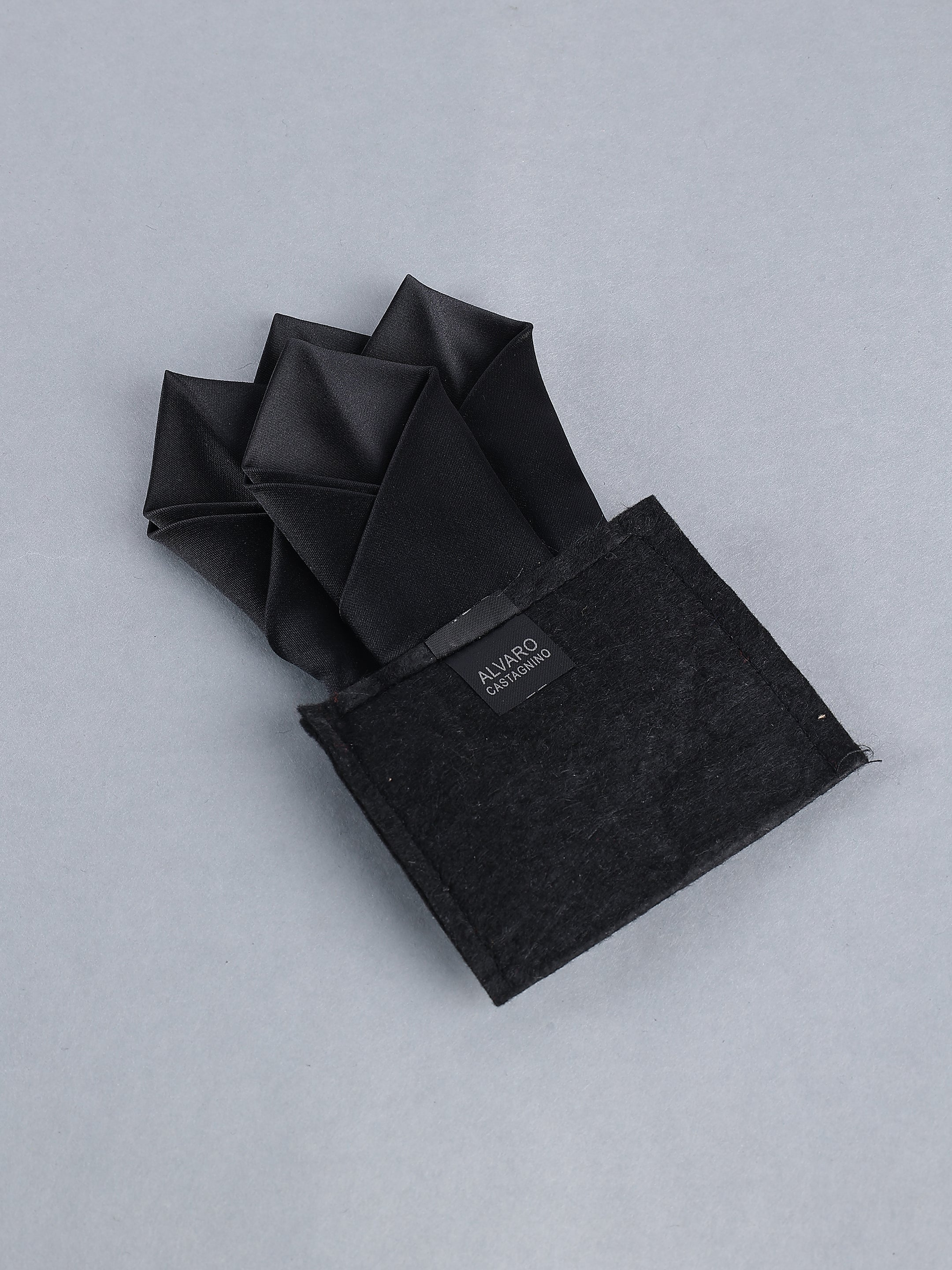 Black Geometric Pre-Folded Pocket Square