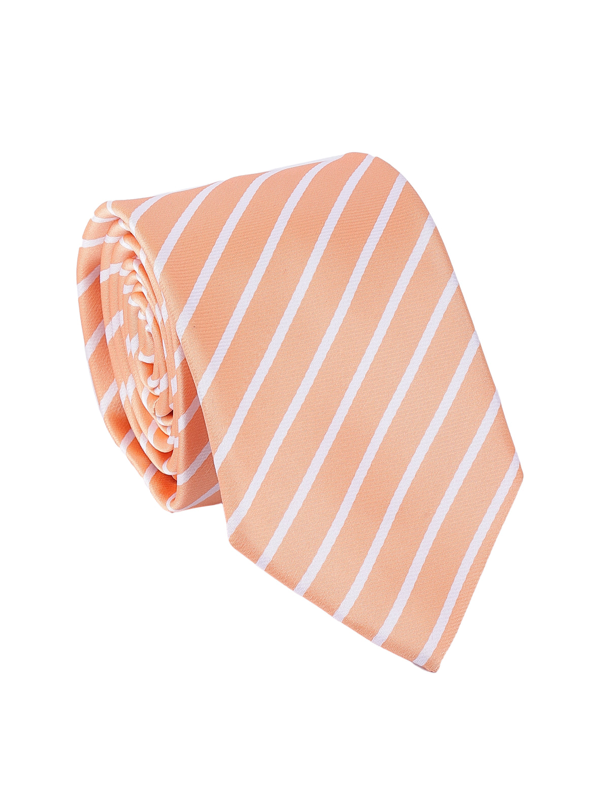 Peach and White Diagonal Striped Necktie