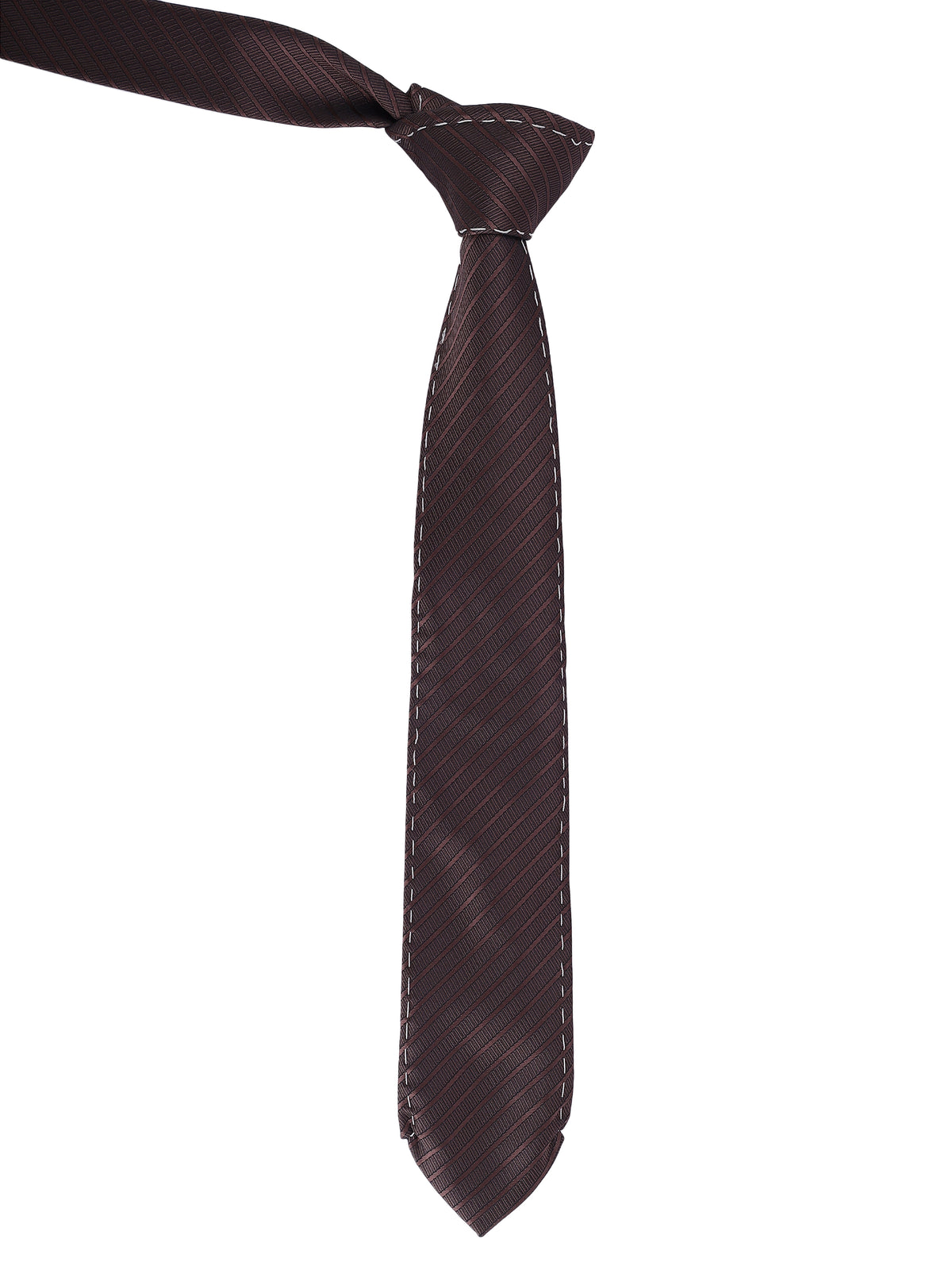 Dark Brown Striped Panel Necktie