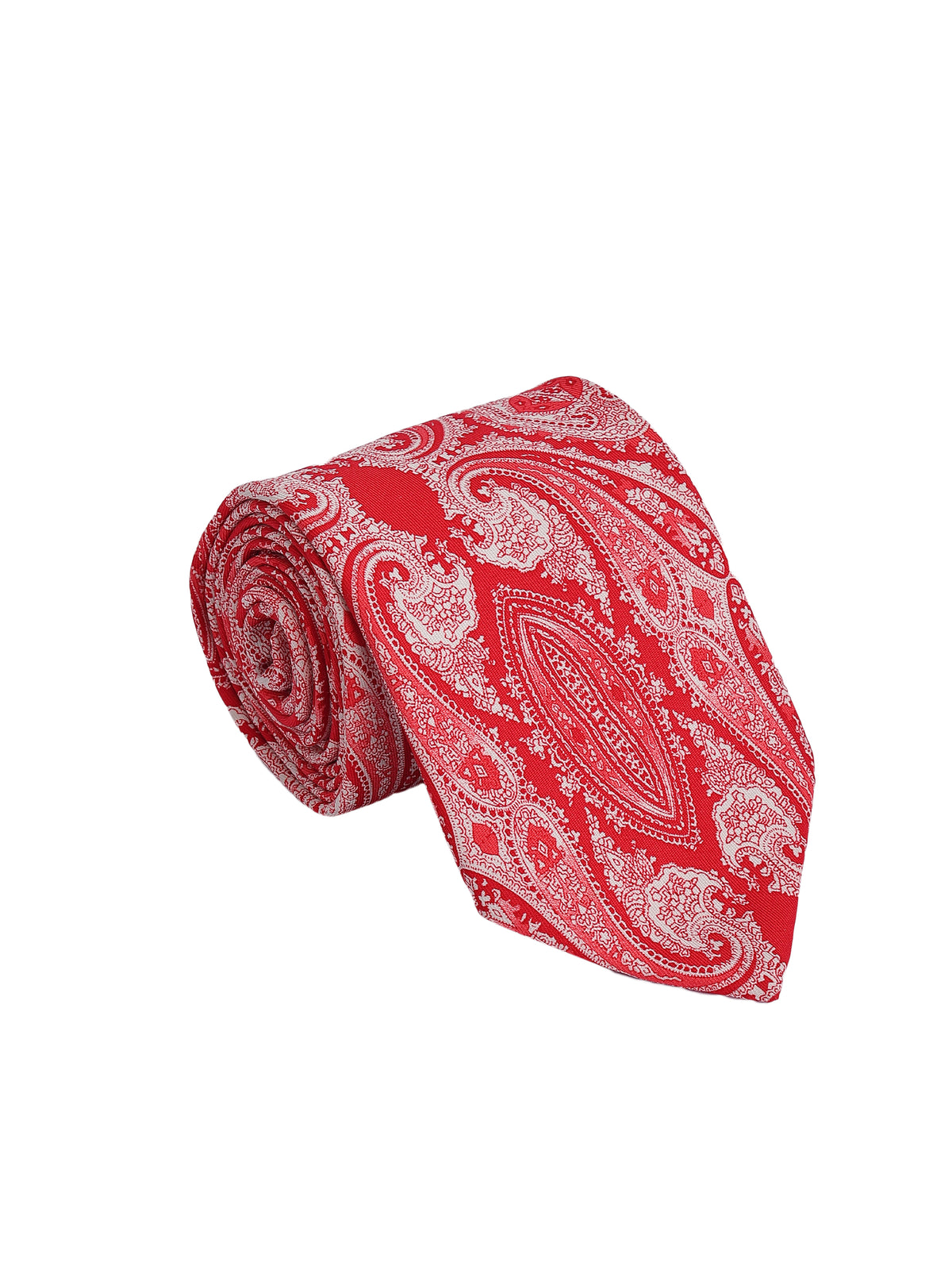 Red and White Paisley Necktie