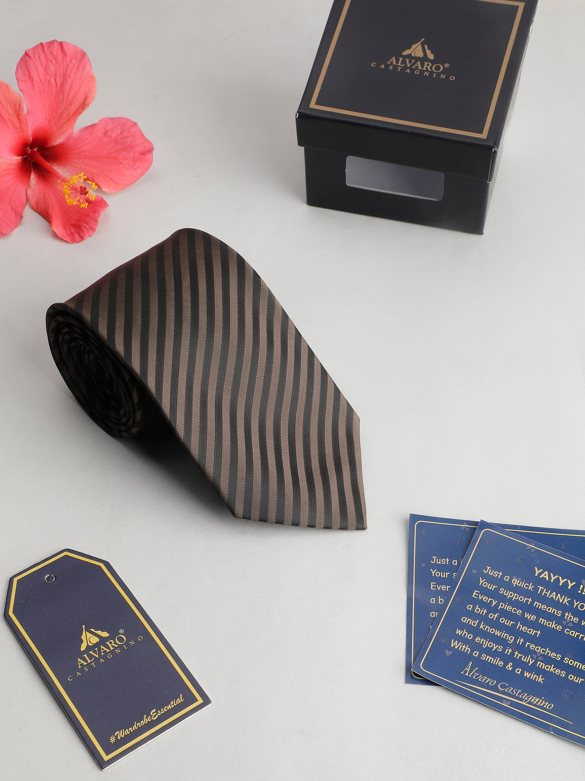 Dark Brown and Black Striped Necktie
