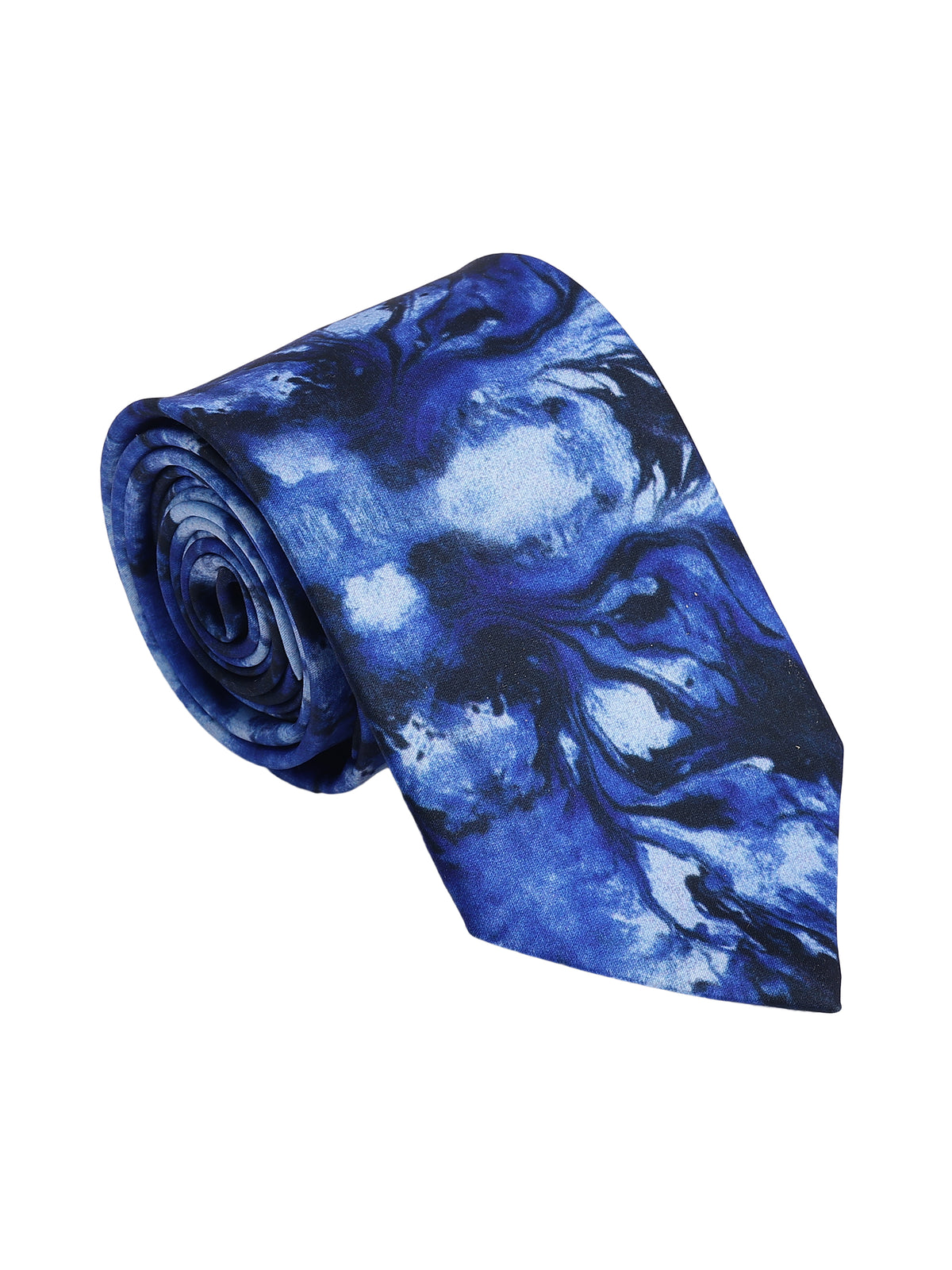 Blue Abstract Marble Printed Necktie