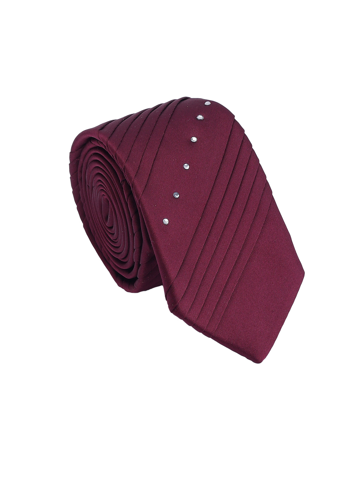 Crystal Maroon Pleated Panel Necktie