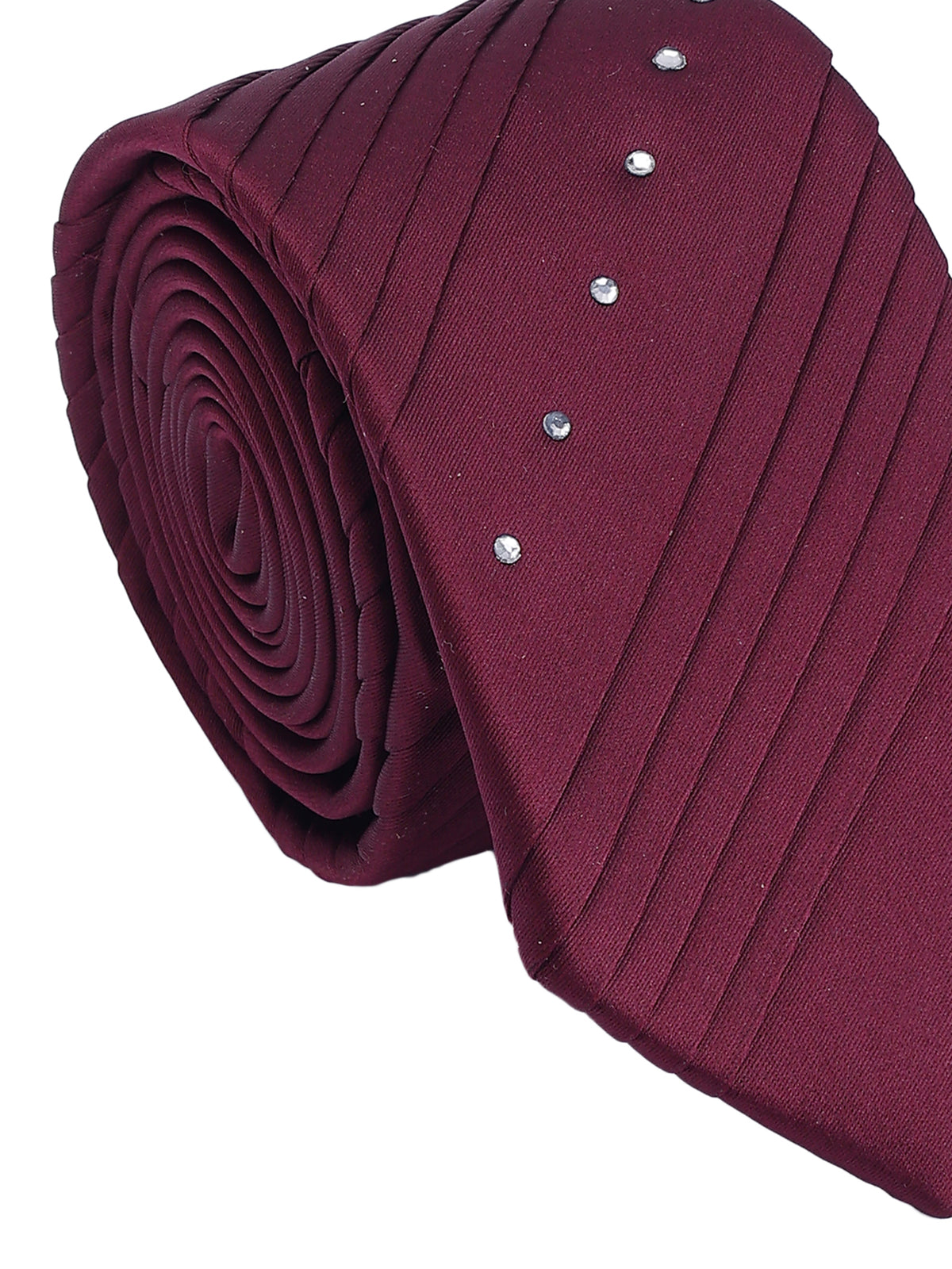 Crystal Maroon Pleated Panel Necktie